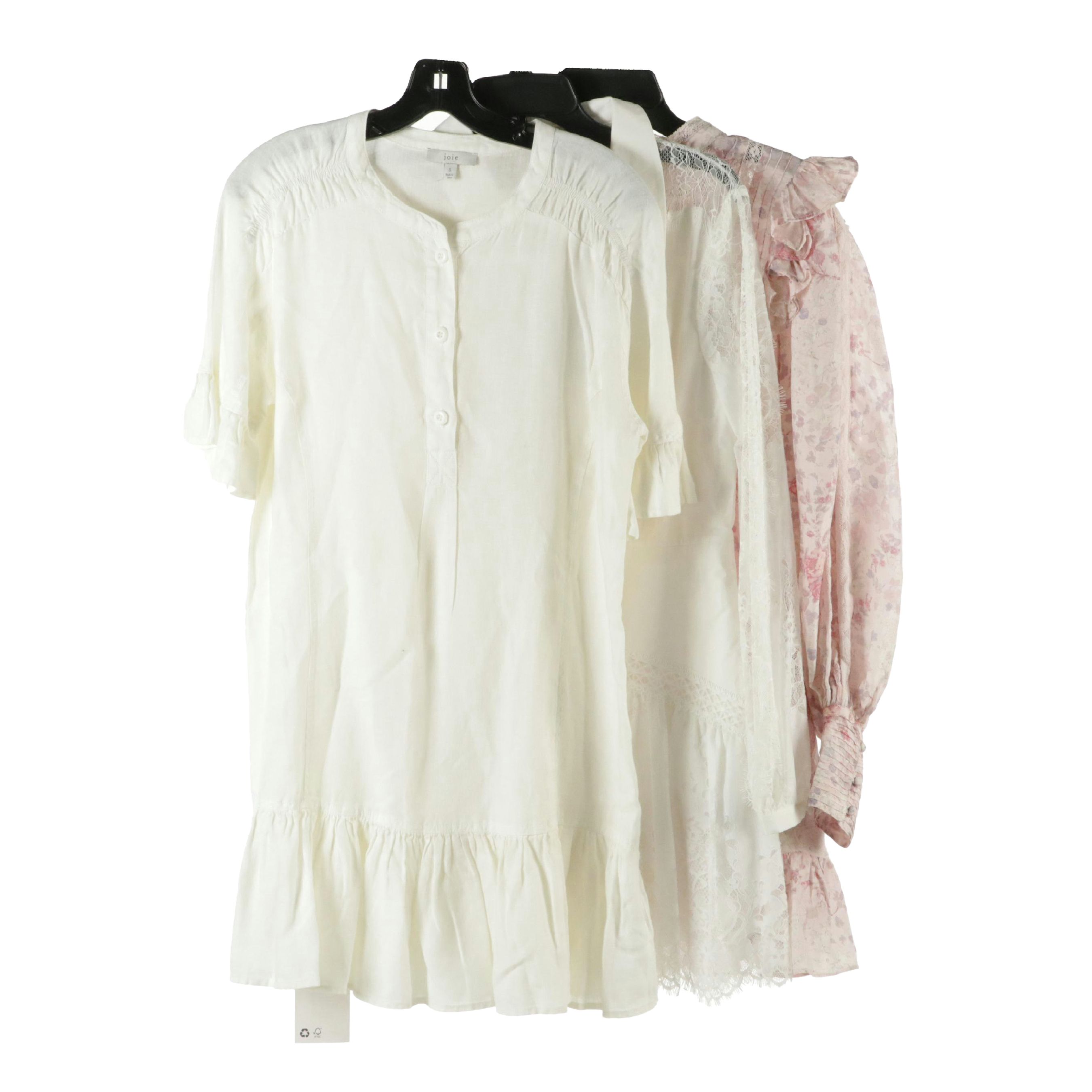 Joie Ruffled Linen Dress, Self-Portrait Lace Paneled Cotton Shirt Dress, More