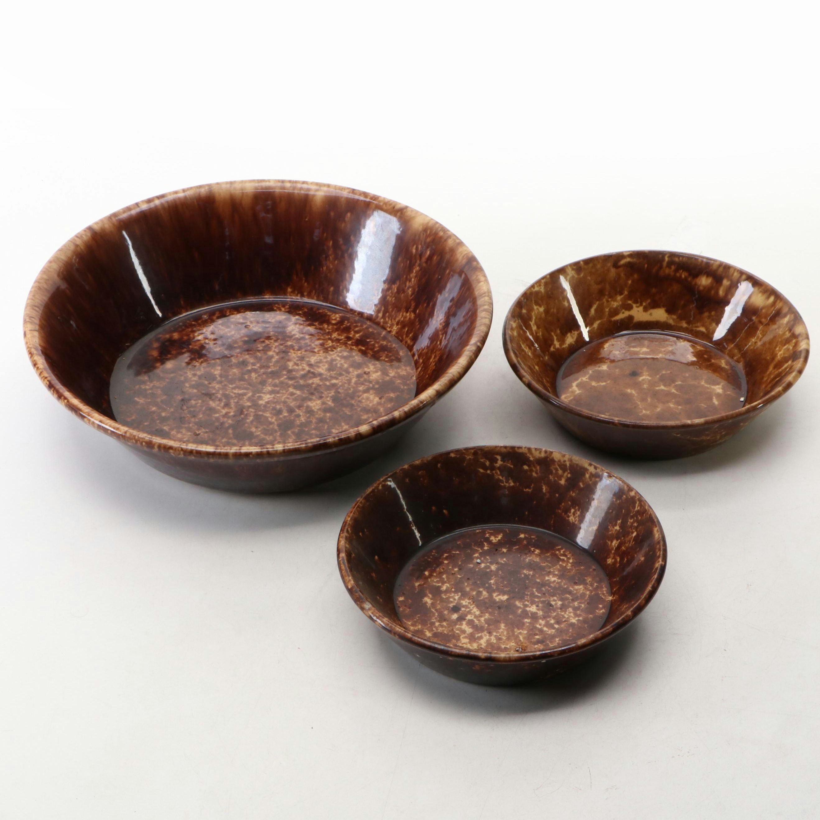 Bennington Rockingham Glazed Ceramic Bowls, 19th Century