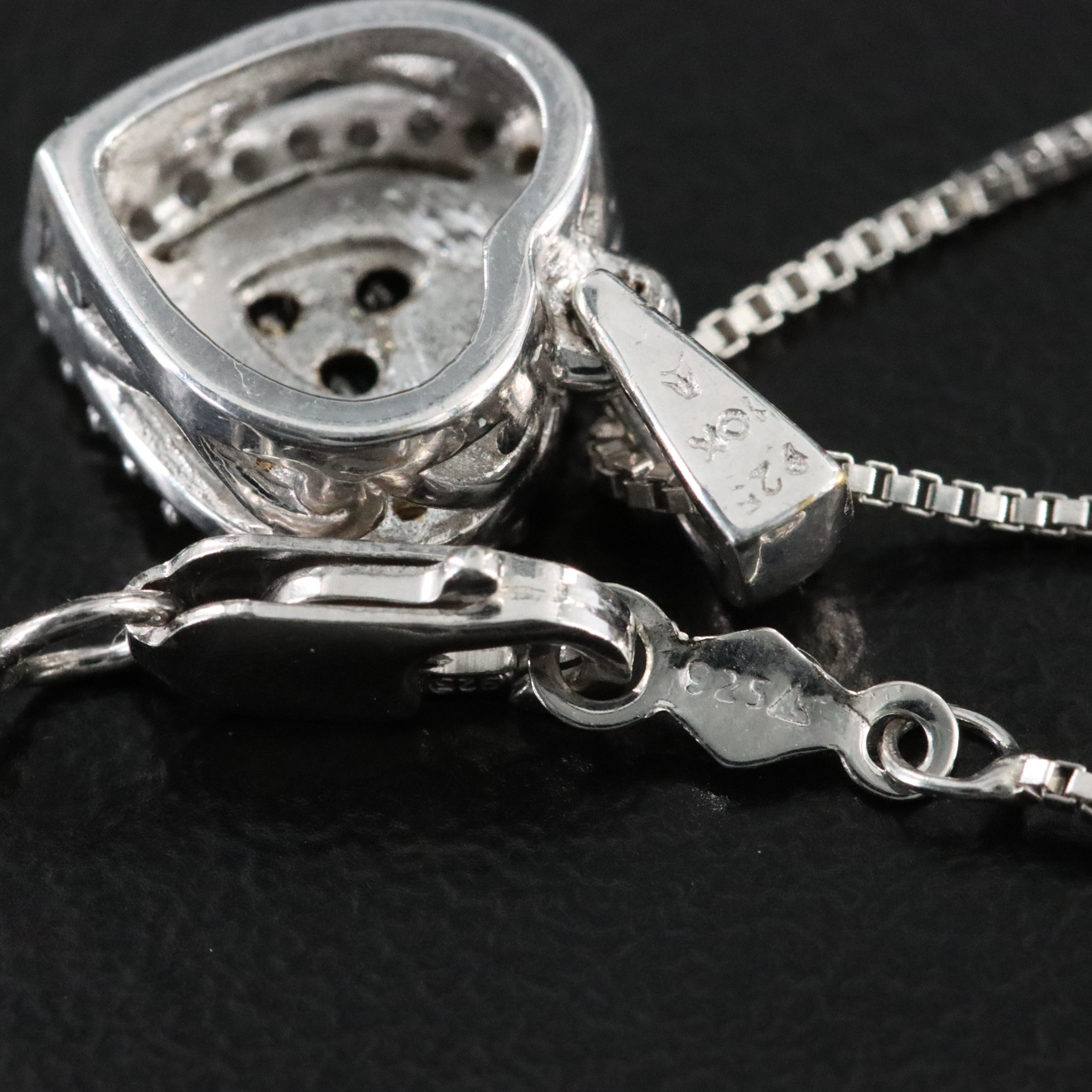 Sterling Diamond Heart Necklace with Fancy Yellow Diamonds and 14K Accents