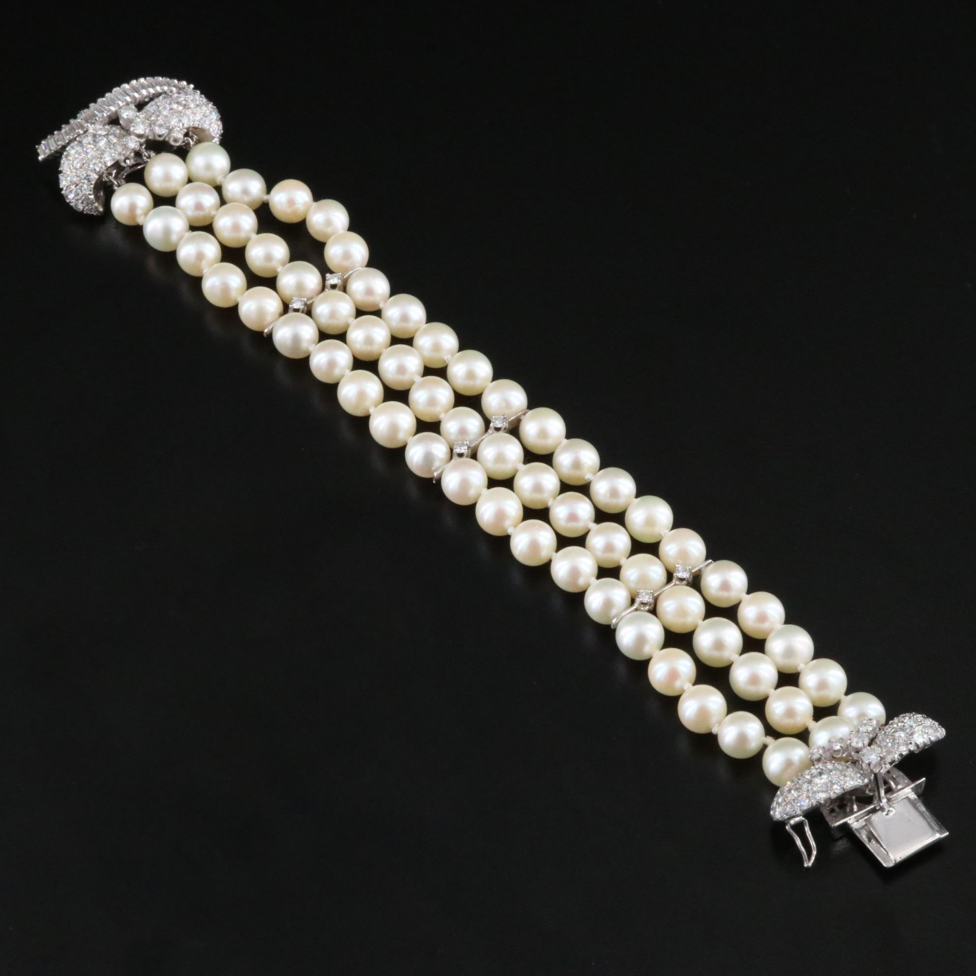 10K 5.11 CTW Diamond and Pearl Bracelet
