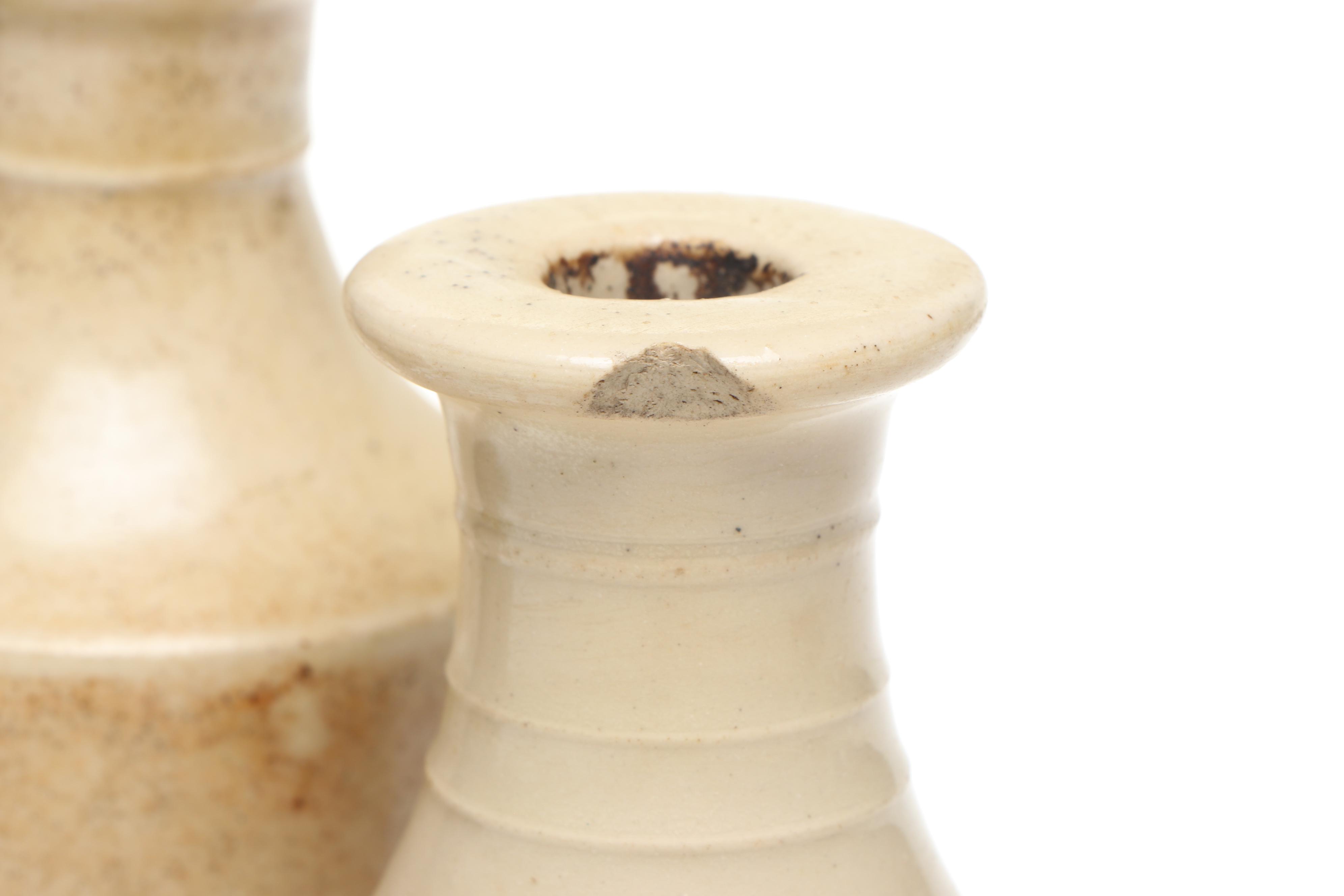 J. Bourne & Son with Other Stoneware Bottles and Redware Bowl with Spout