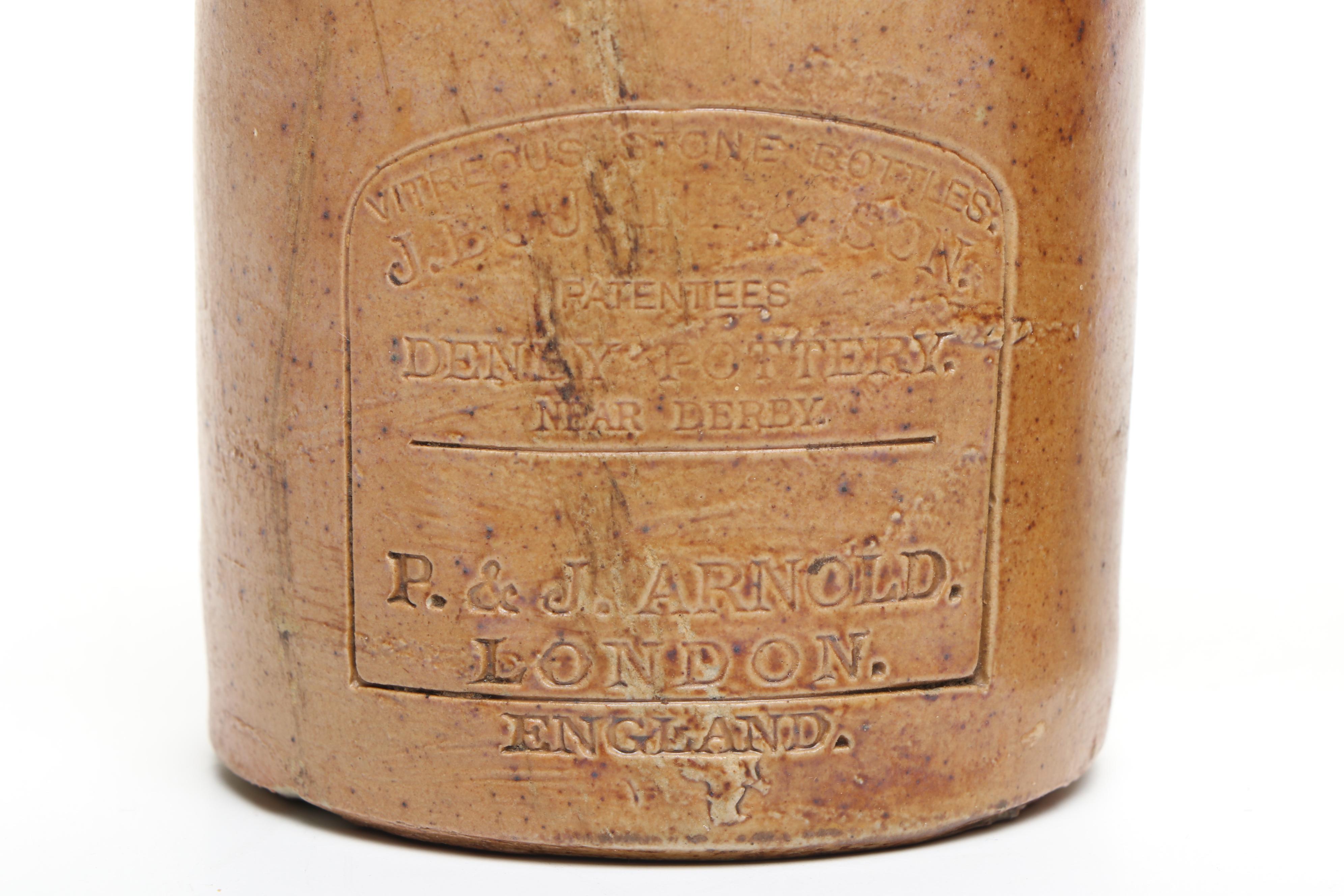 J. Bourne & Son with Other Stoneware Bottles and Redware Bowl with Spout