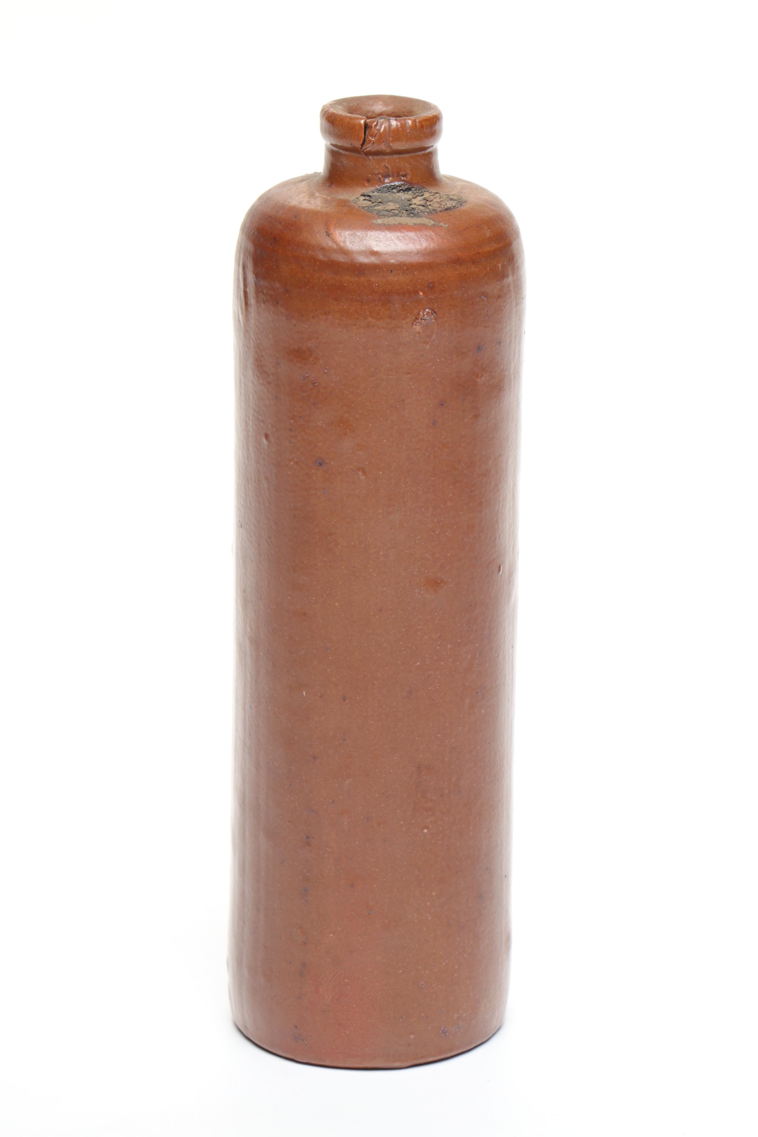 J. Bourne & Son with Other Stoneware Bottles and Redware Bowl with Spout