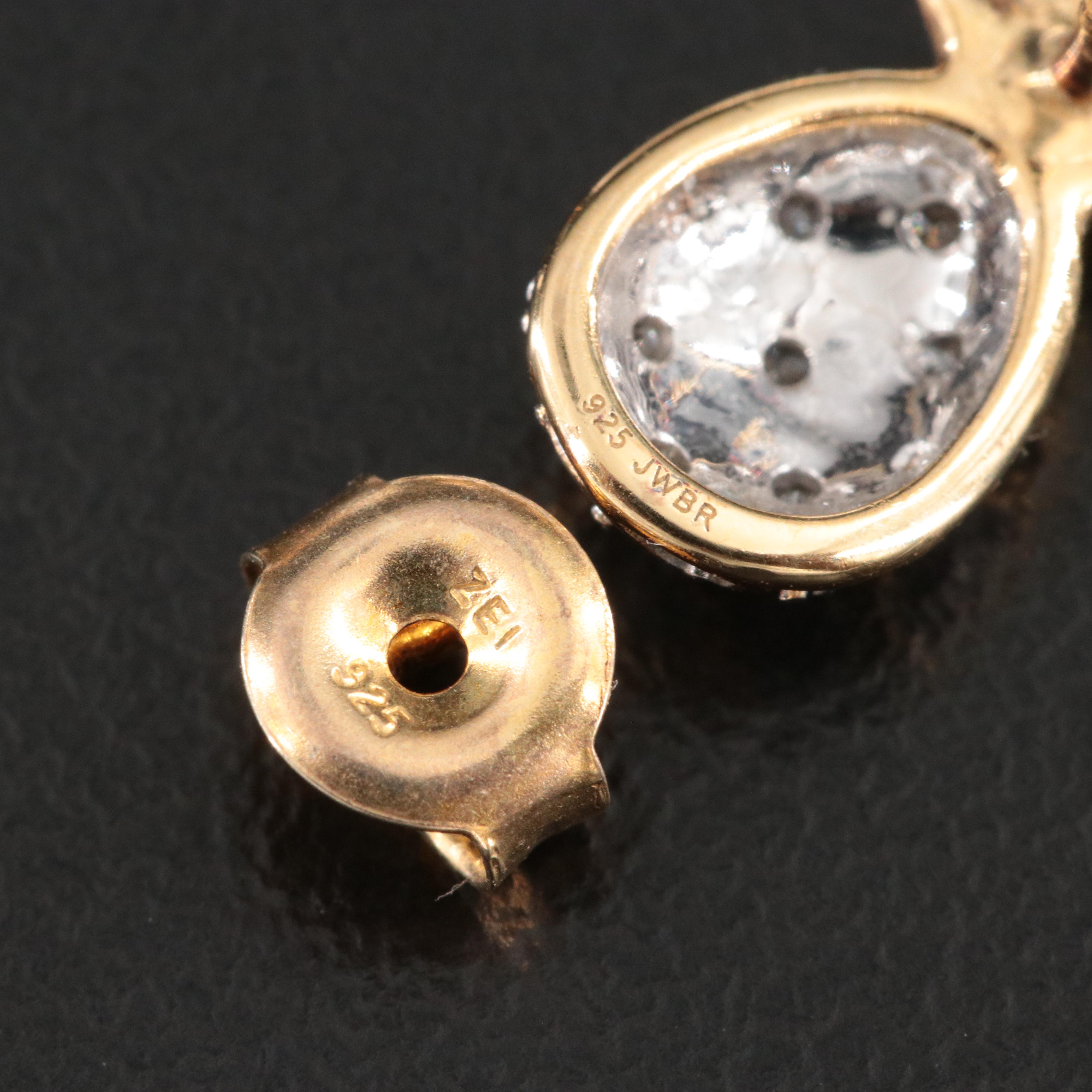 Sterling Diamond Pineapple Earrings in Gold Tone