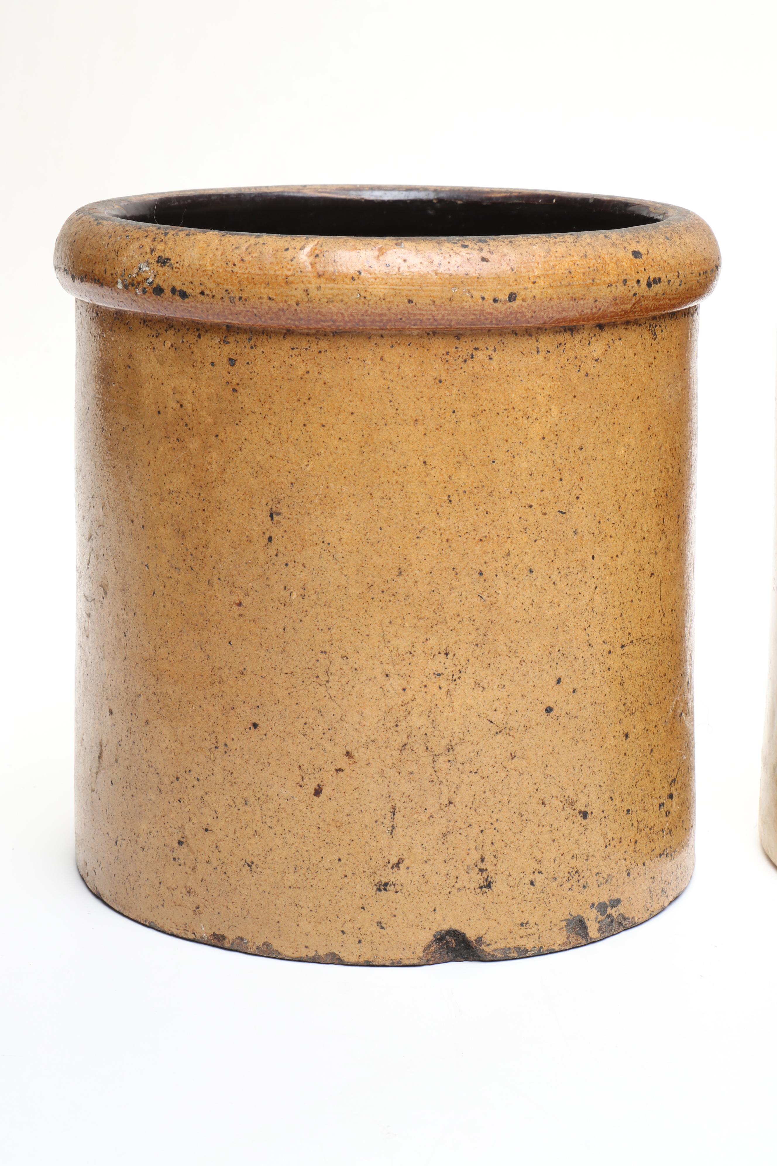 American Salt Glazed Stoneware Jug and Crocks, 19th Century