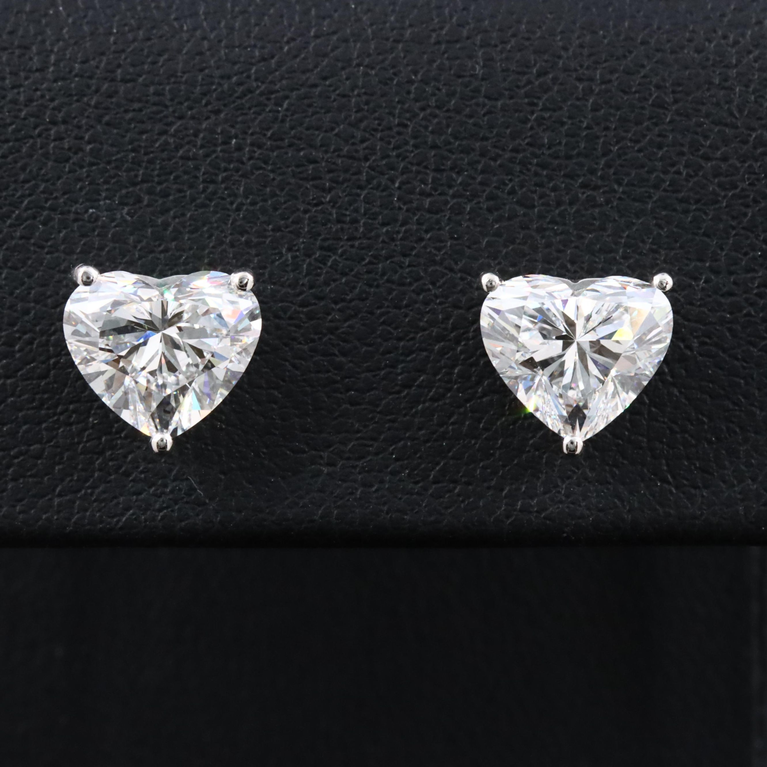 Platinum 4.07 CTW Lab Grown Diamond Heart Stud Earrings with IGI Reports