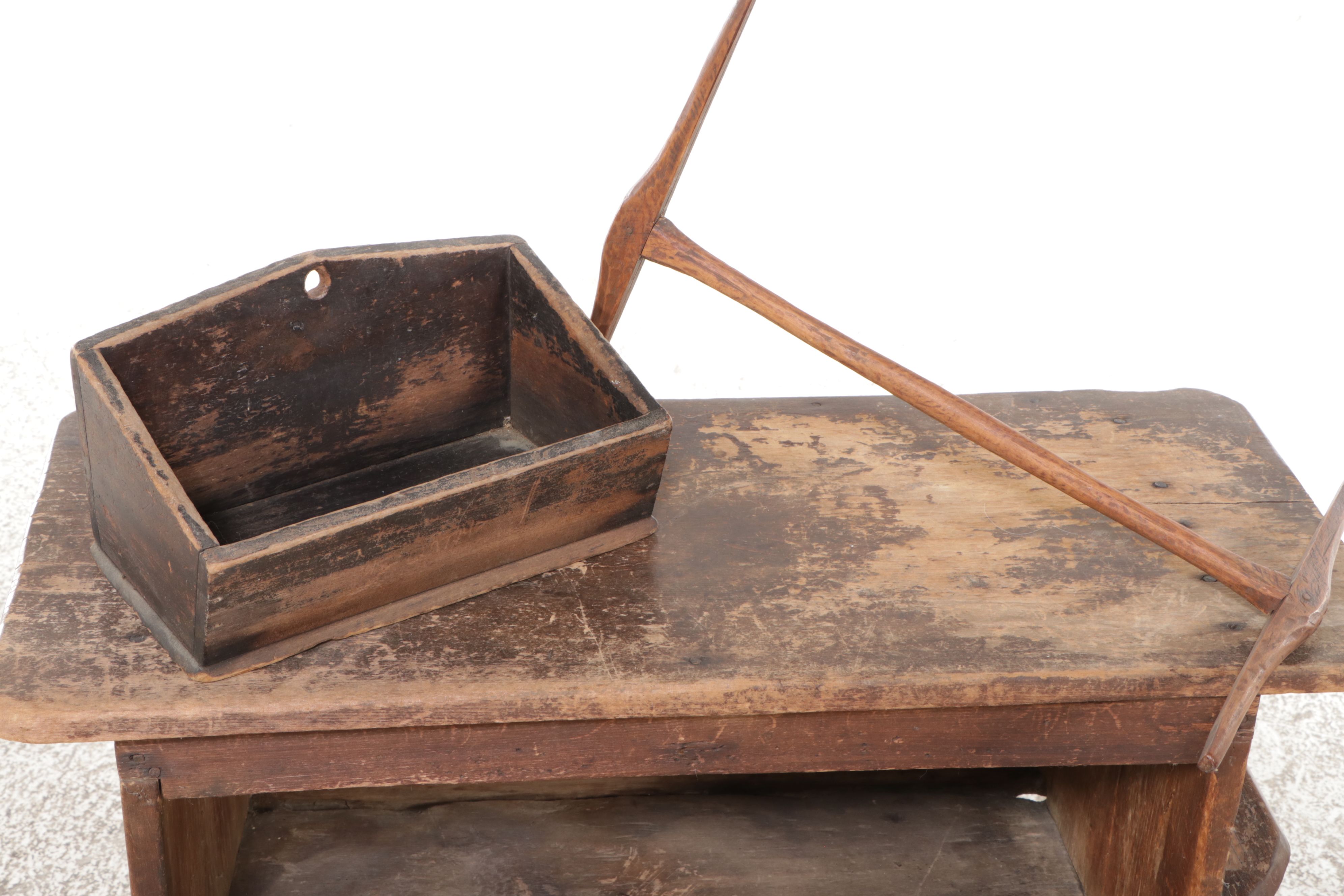 Antique Pine Standing Storage Box, Painted Wooden Wall Cabinet and More