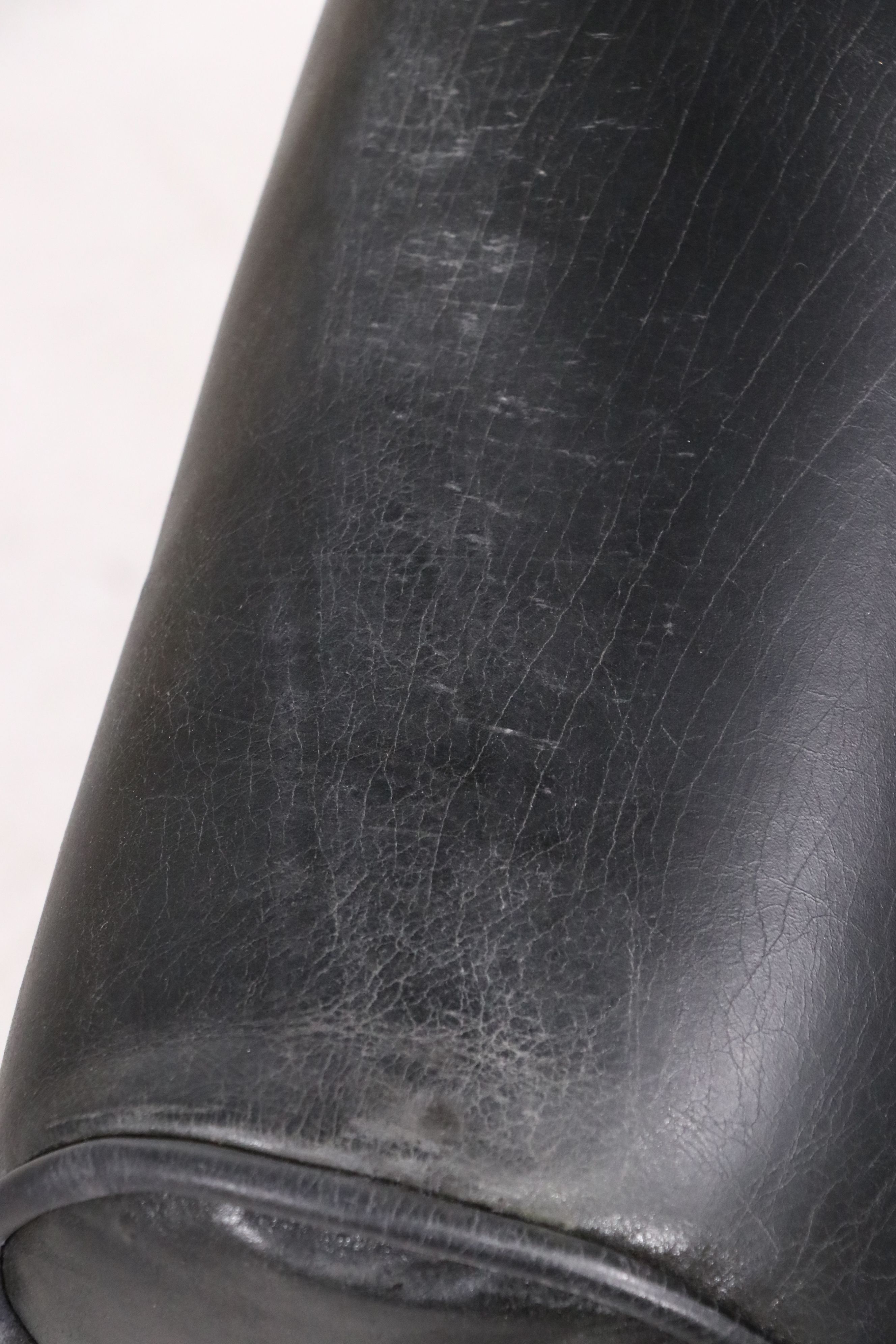 Contemporary Black Leather Wingback Armchair with Nailhead Trim