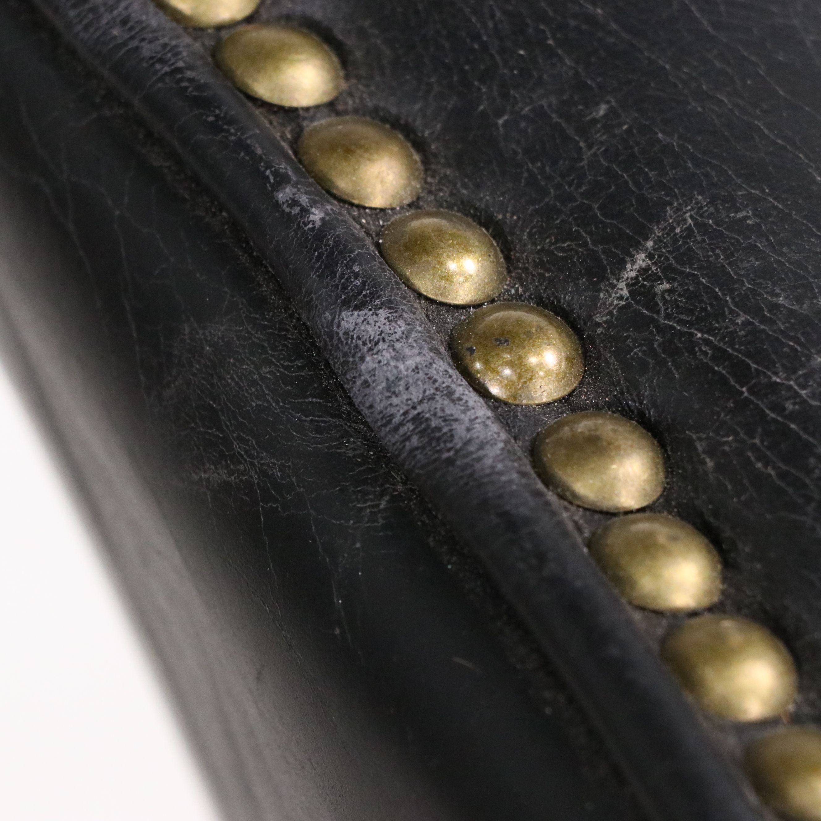 Contemporary Black Leather Wingback Armchair with Nailhead Trim