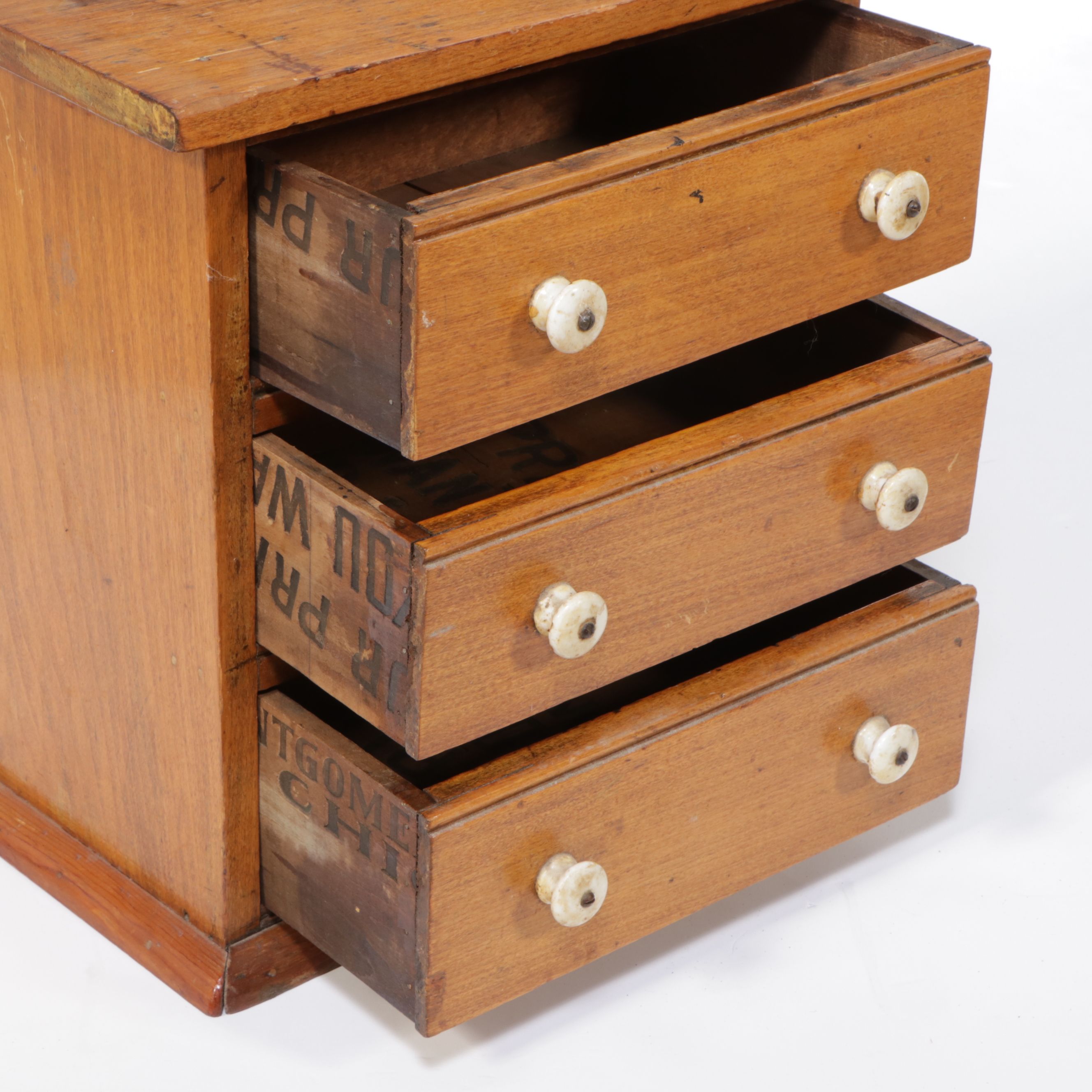 Antique Reclaimed Wood Three-Drawer Cabinet