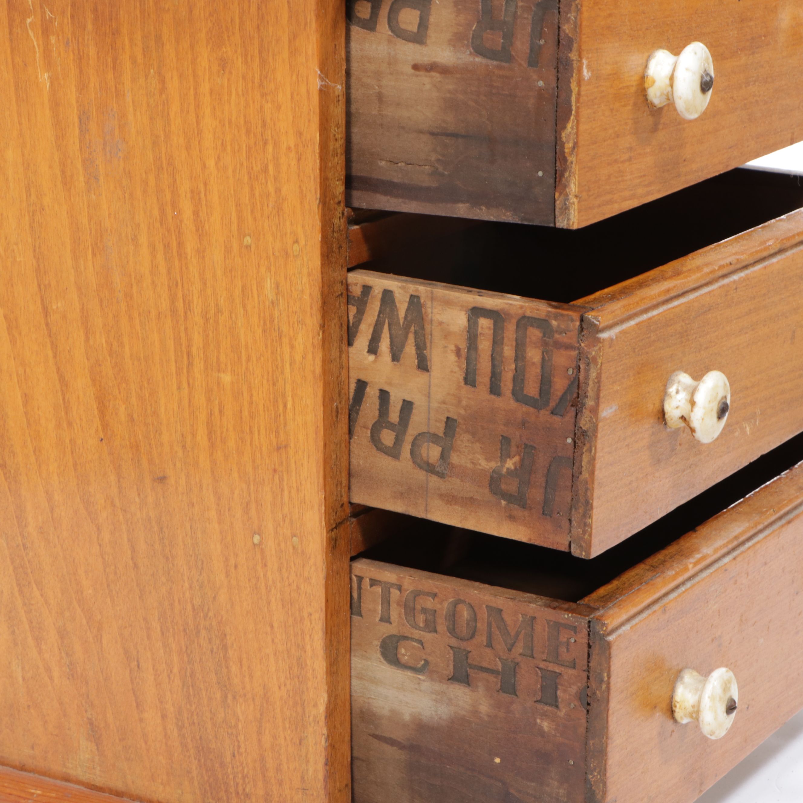 Antique Reclaimed Wood Three-Drawer Cabinet