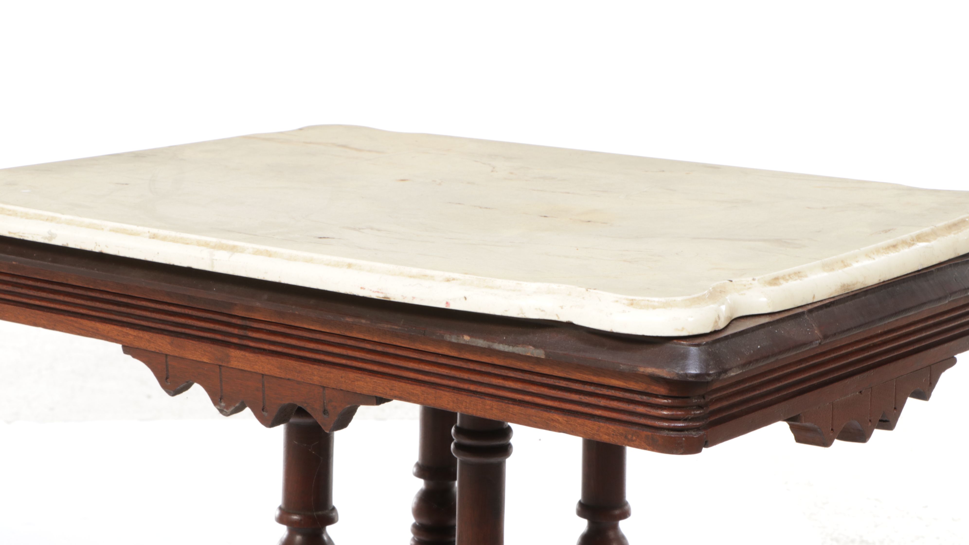 Eastlake Walnut Center Table with Marble Top