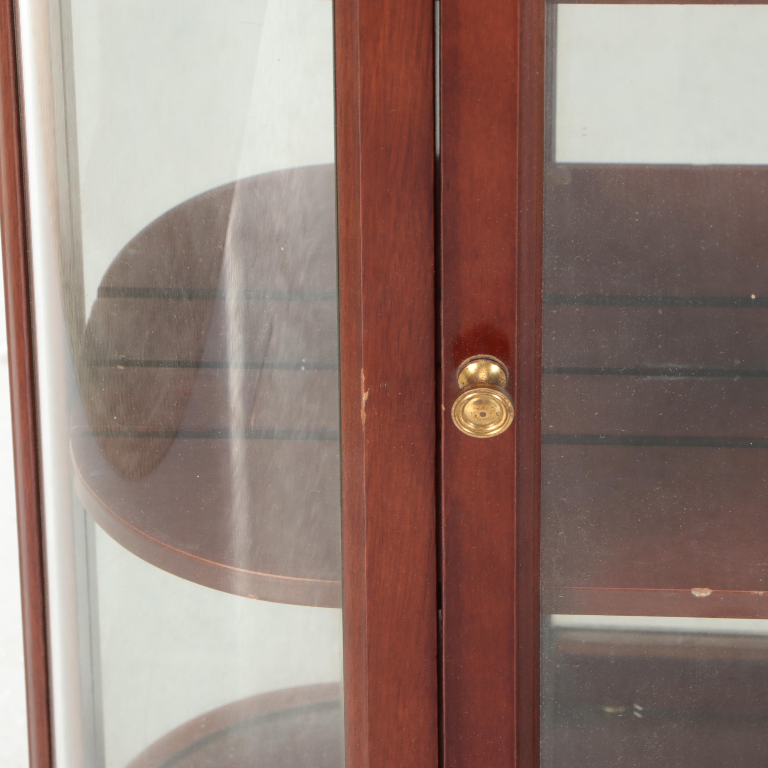The Bombay Co. Curved Mahogany Curio Cabinet with Mirror Back