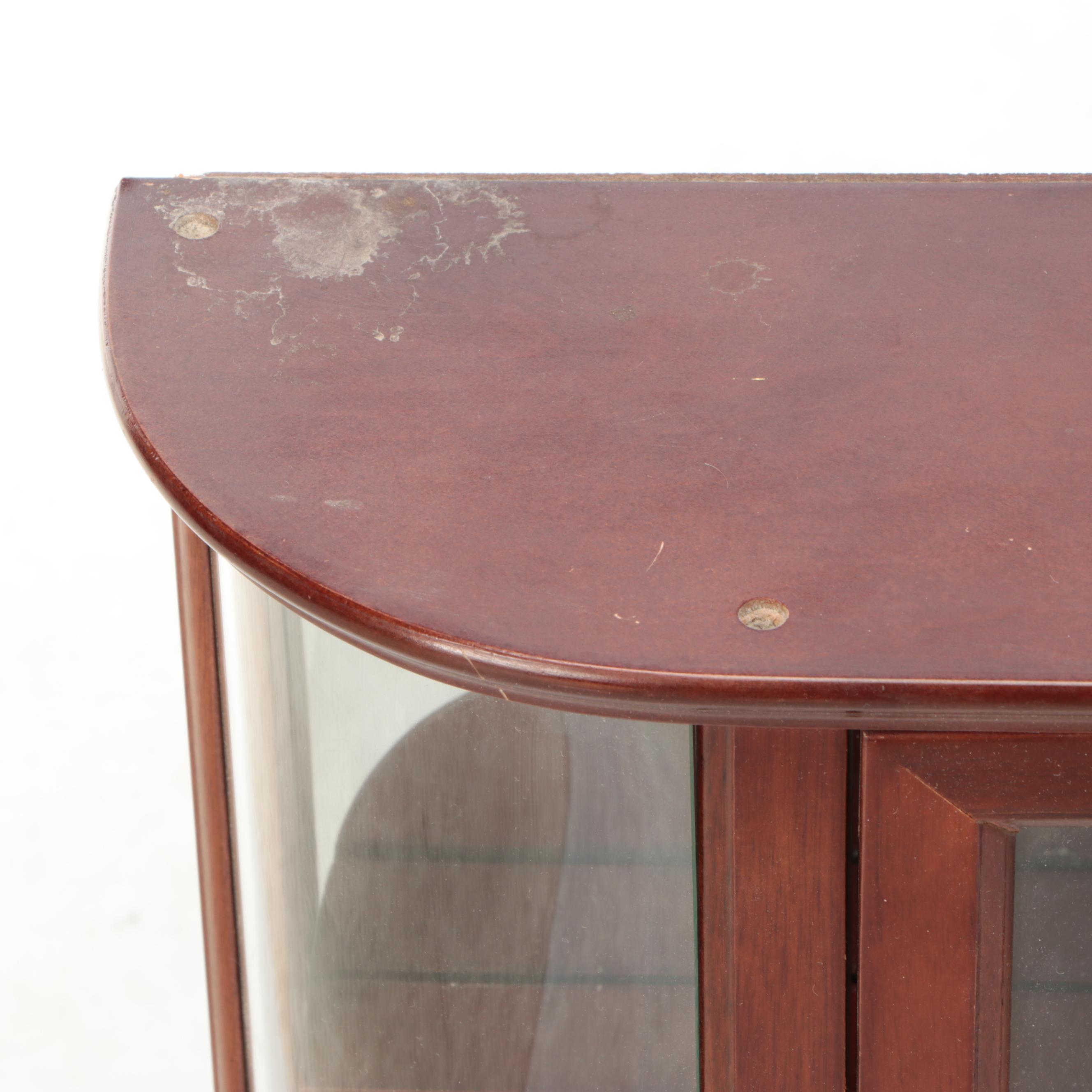 The Bombay Co. Curved Mahogany Curio Cabinet with Mirror Back