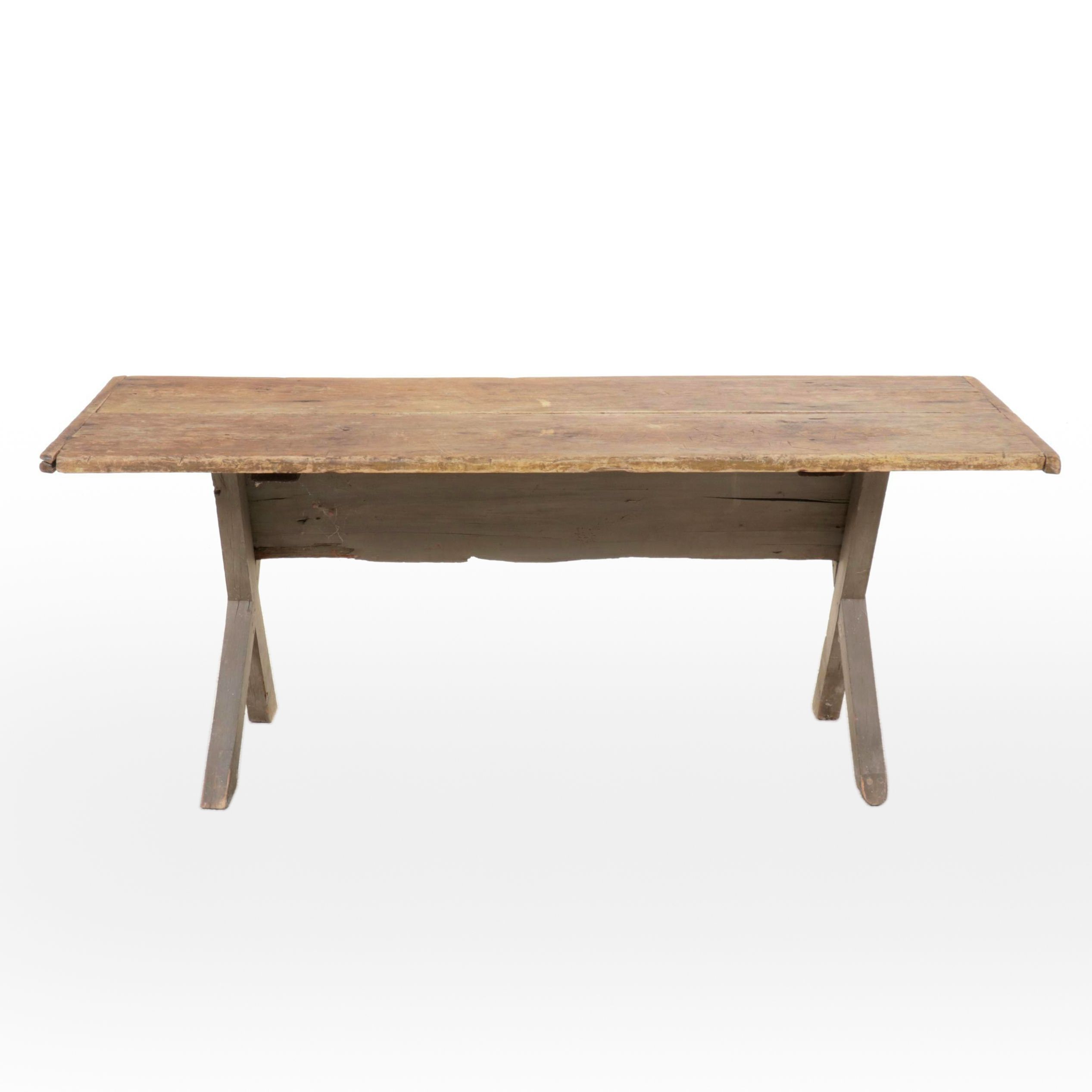 Antique Primitive Style Painted Wooden Table