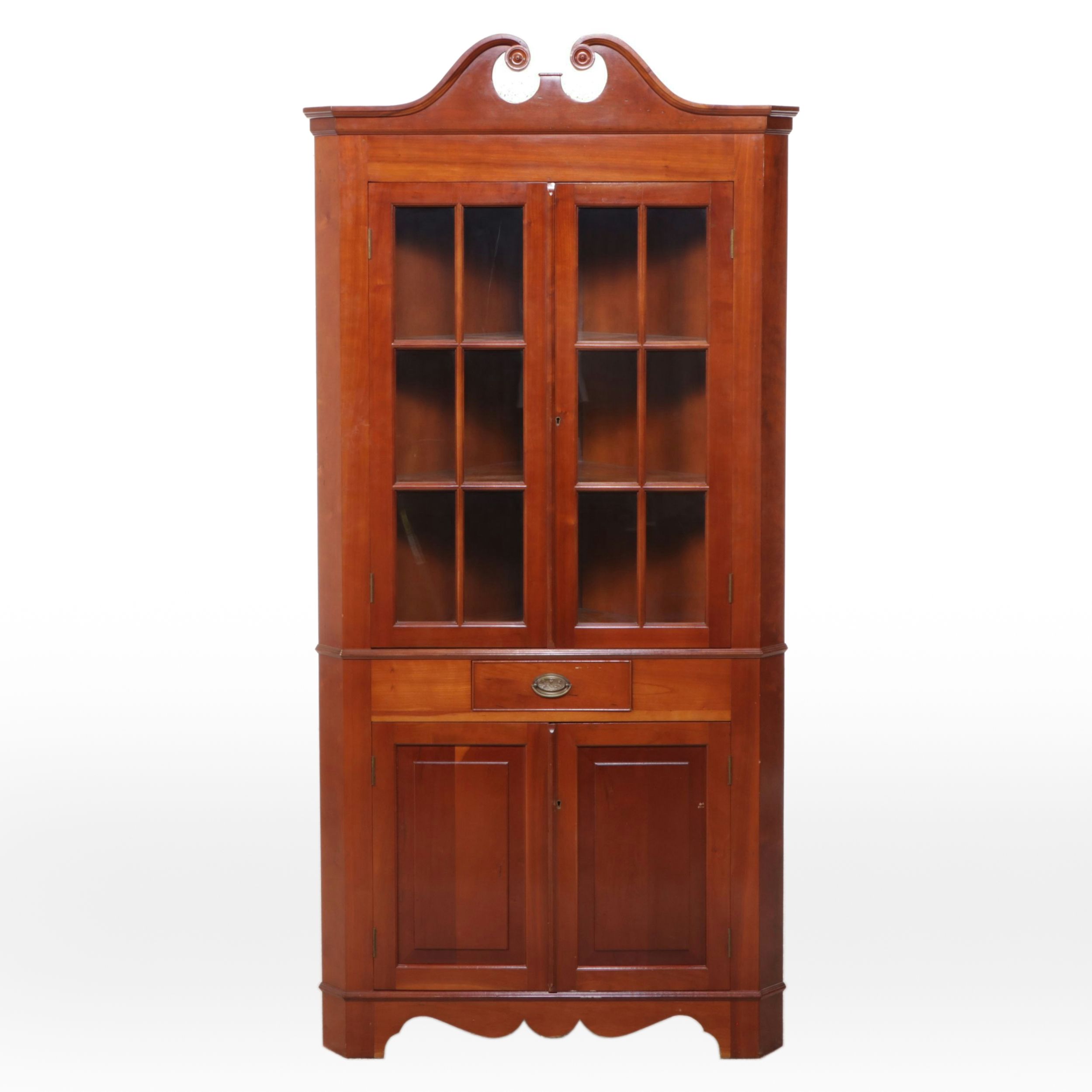 Traditional Style Cherry Corner China Cabinet
