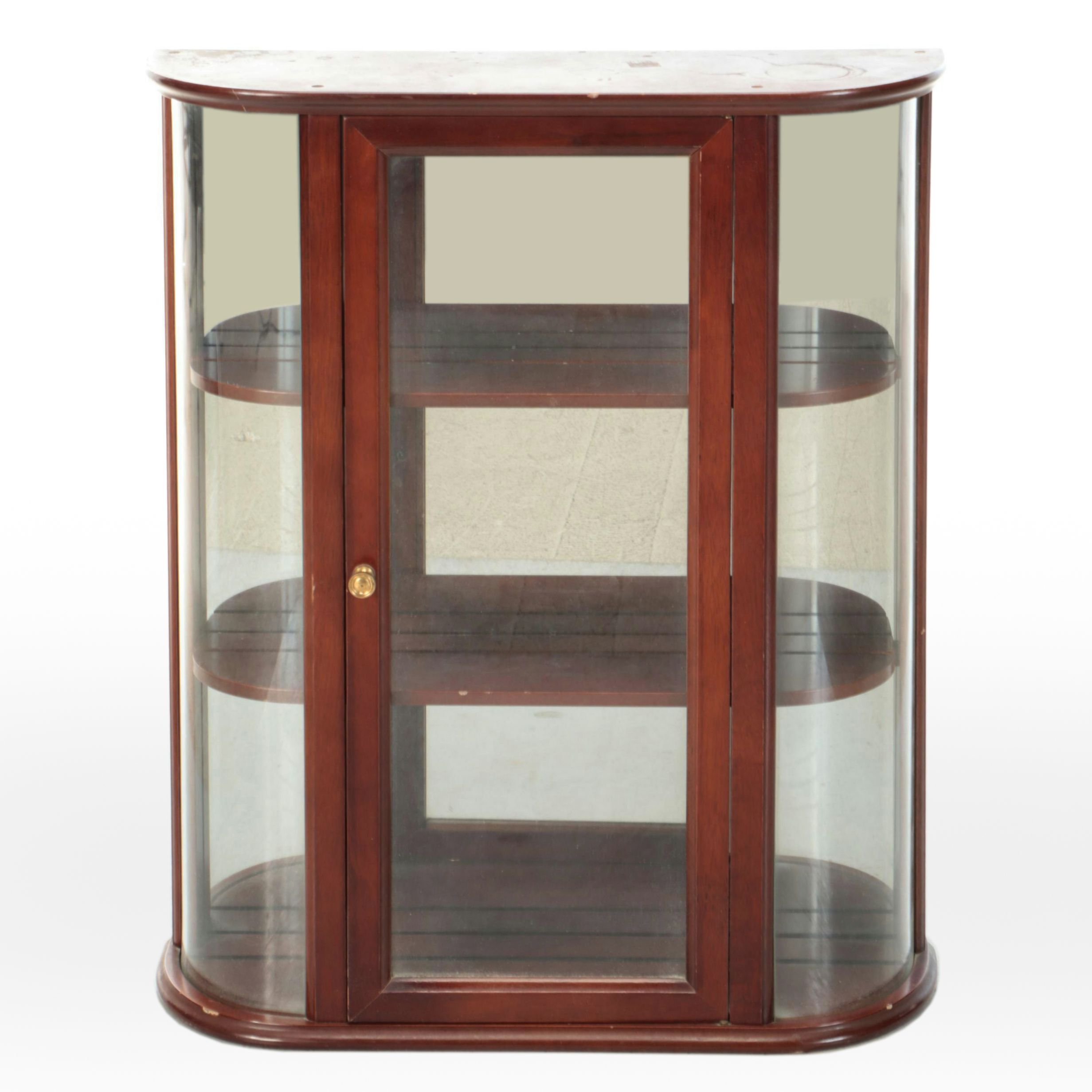 The Bombay Co. Curved Mahogany Curio Cabinet with Mirror Back