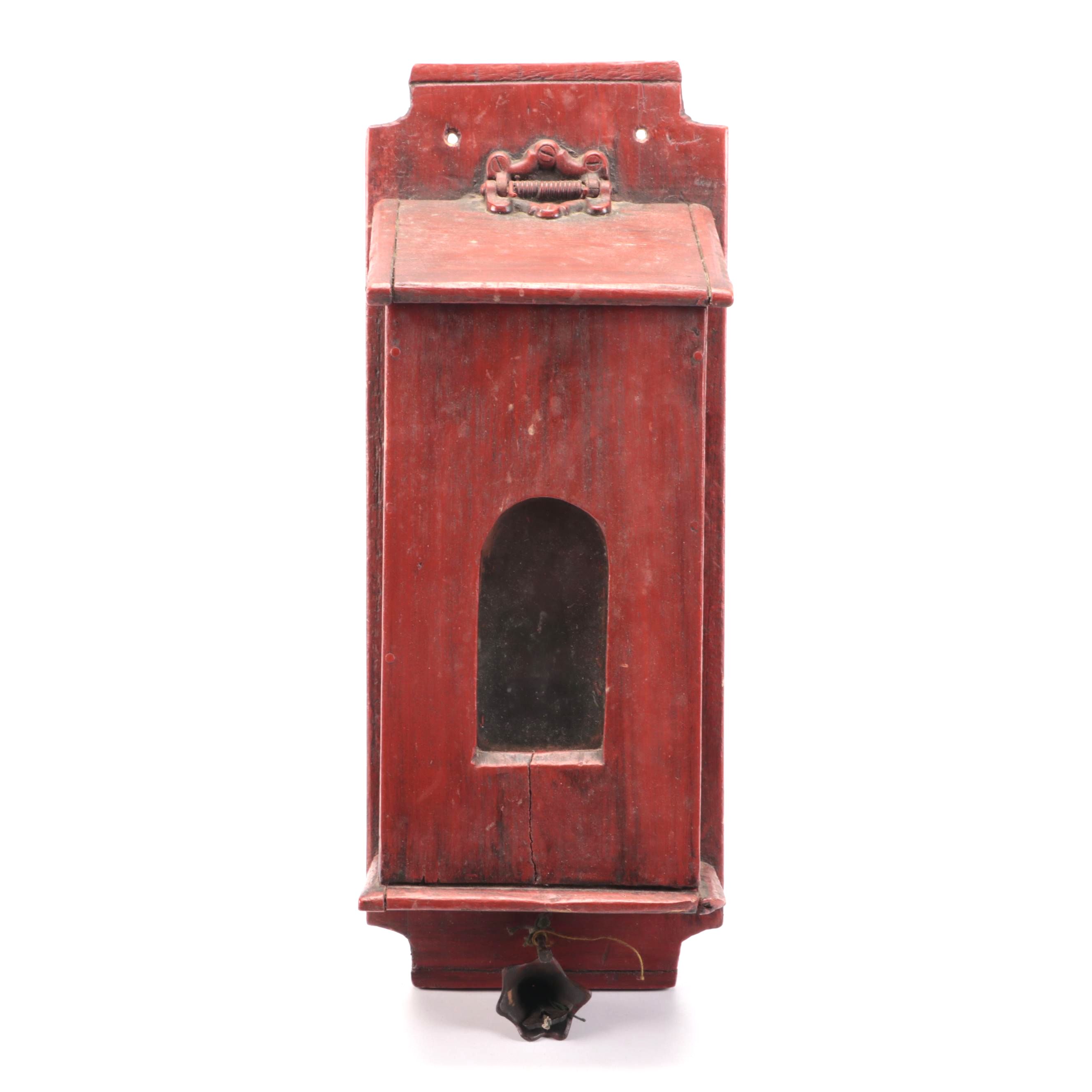 Antique Wooden Mailbox with Bell