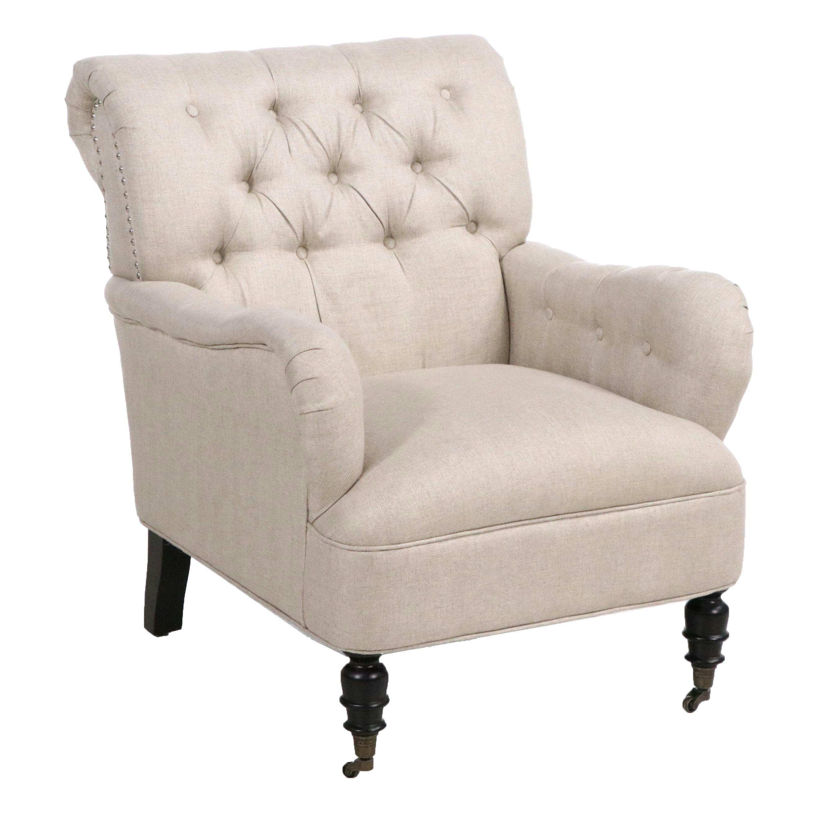 Button-Tufted Contemporary Upholstered Armchair