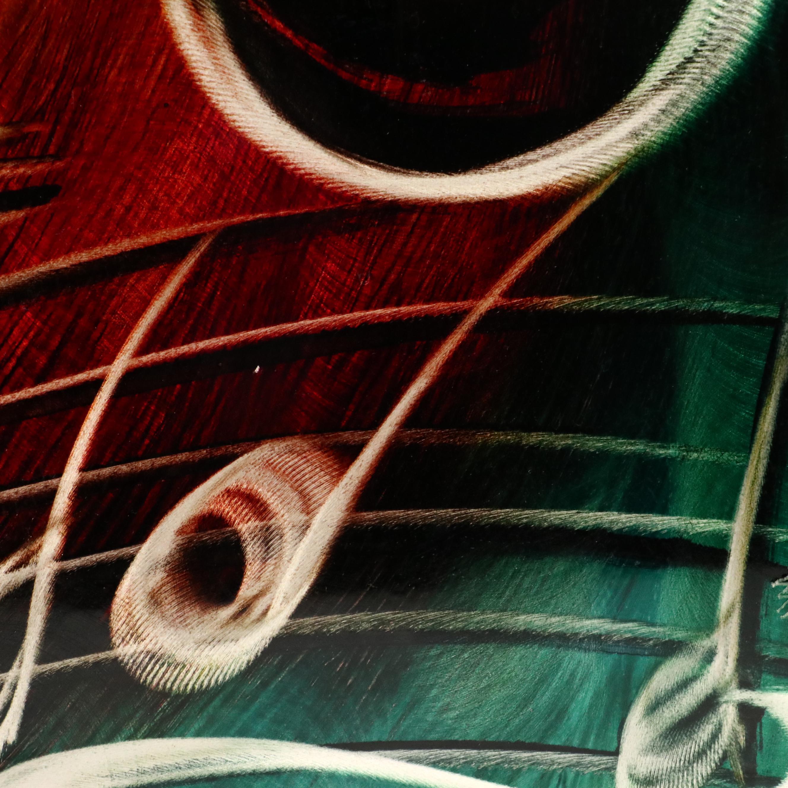 Colored and Engraved Metal Art with Musical Motifs, 2014