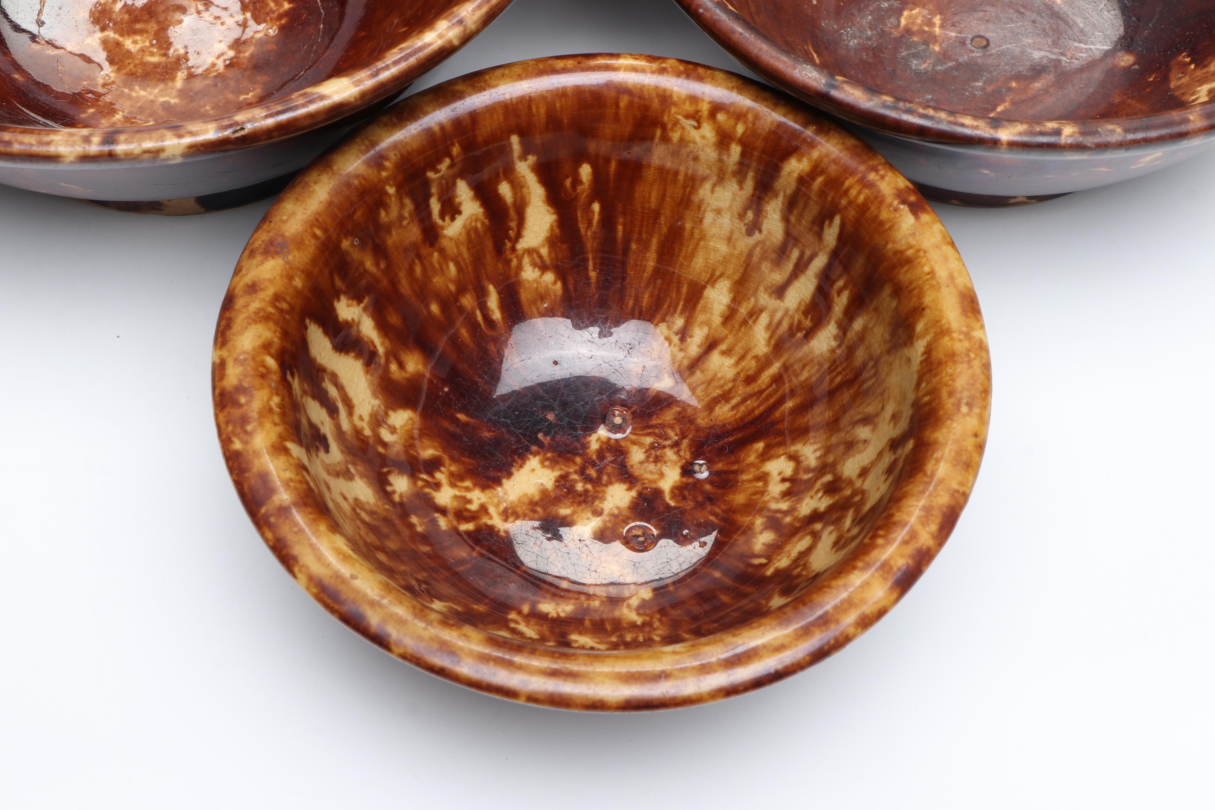 Rockingham Glaze Earthenware Mixing Bowls