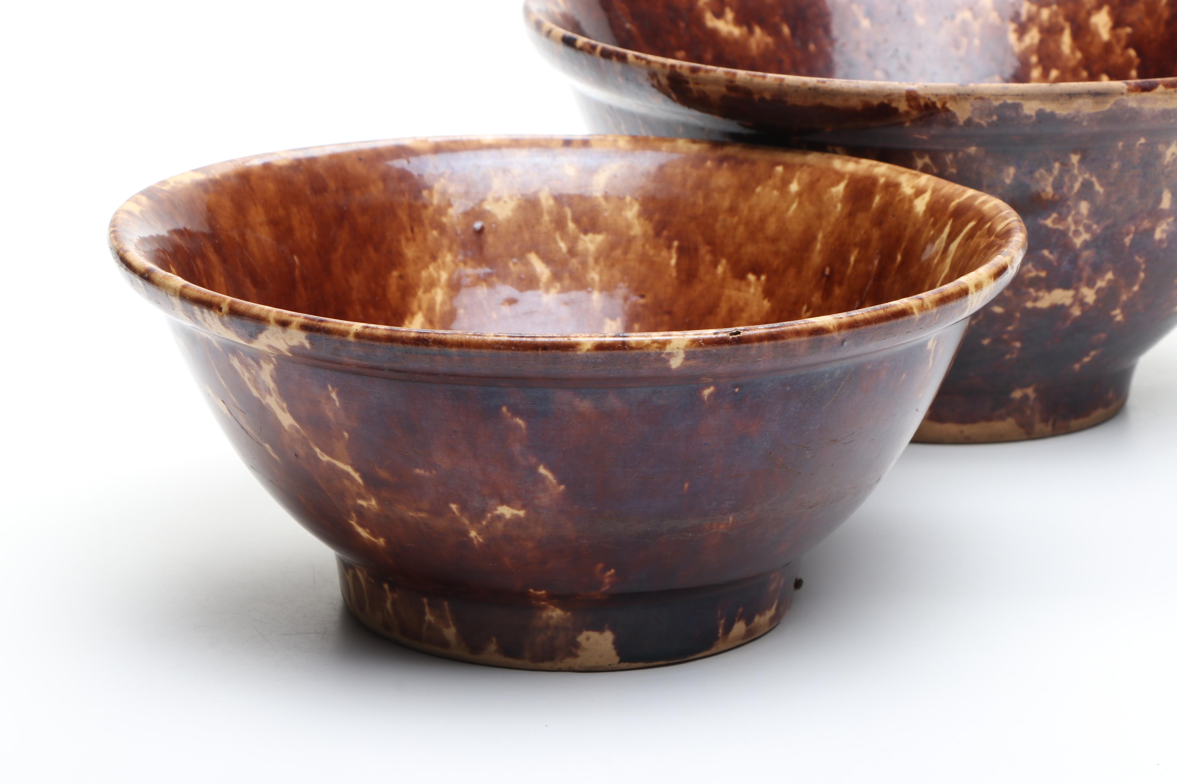 Rockingham Glaze Earthenware Mixing Bowls