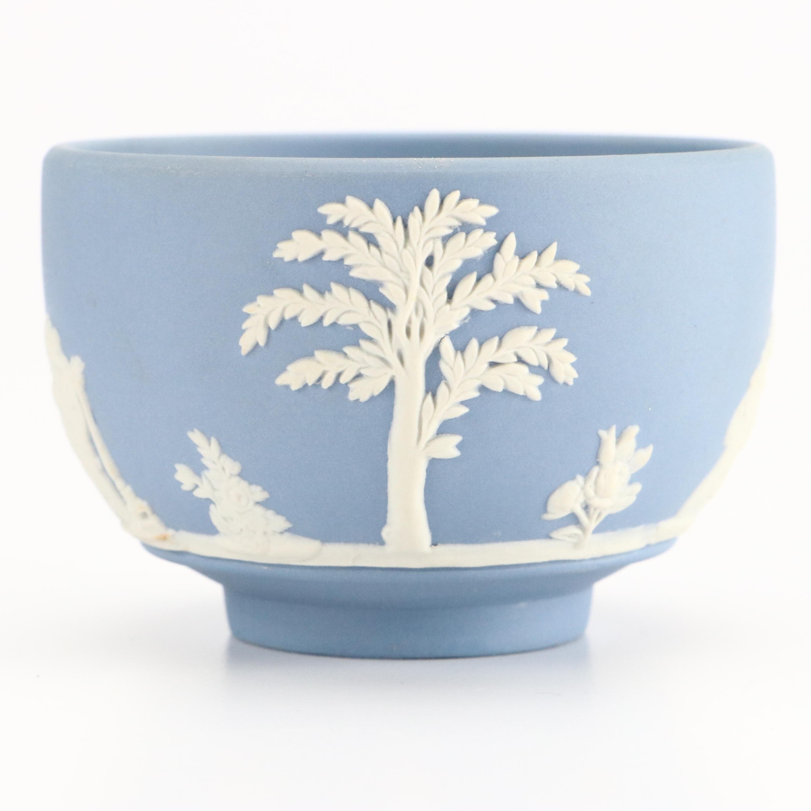 Wedgwood Blue Jasperware Votive Bowl with Ceramic Pipe and Card Candle Holder