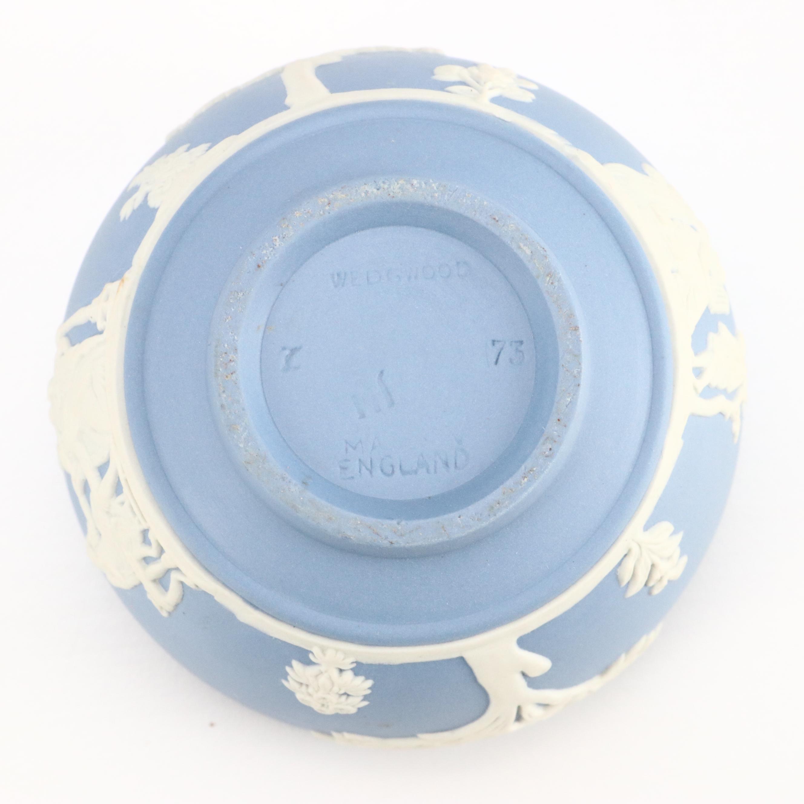 Wedgwood Blue Jasperware Votive Bowl with Ceramic Pipe and Card Candle Holder