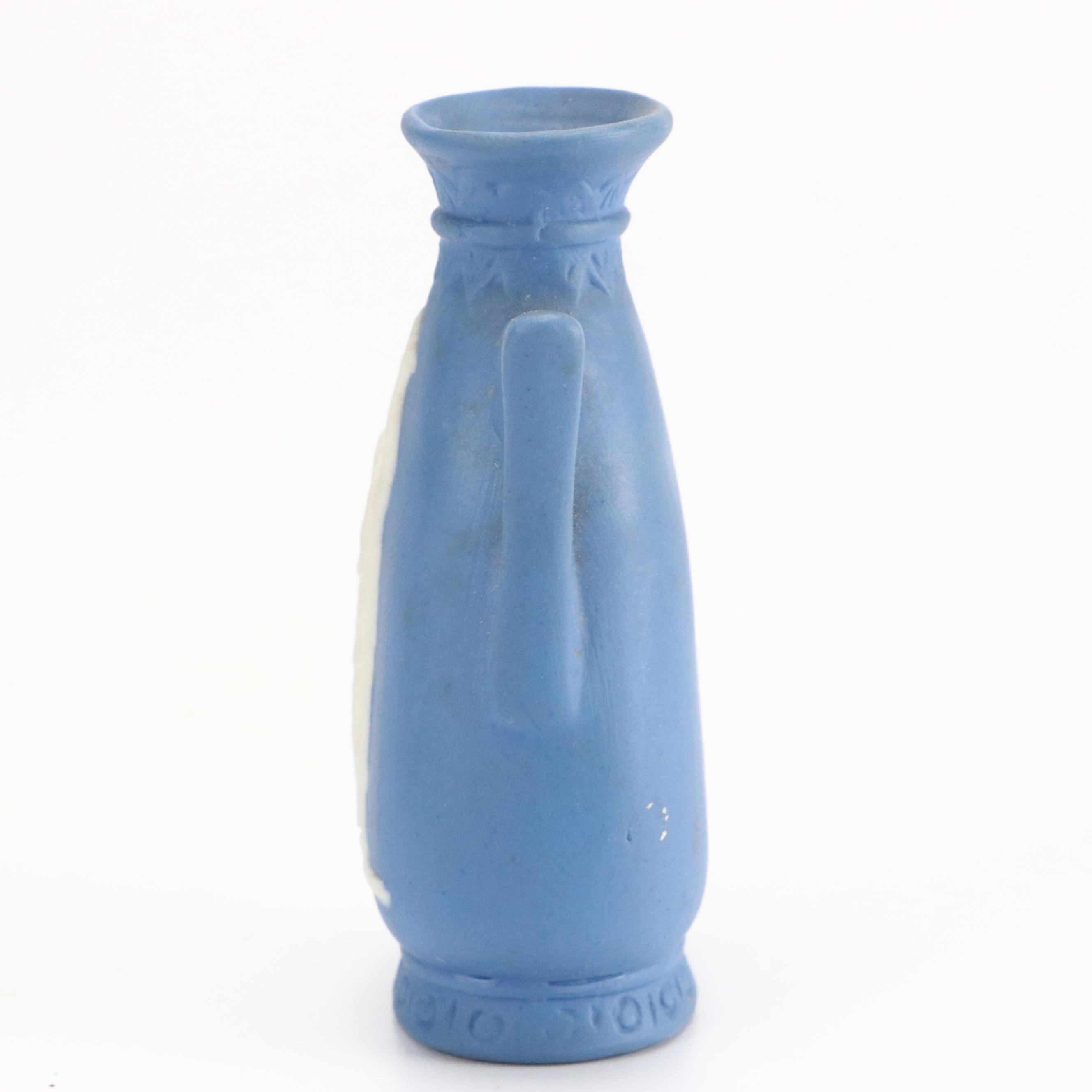 Wedgwood Blue Jasperware Votive Bowl with Ceramic Pipe and Card Candle Holder