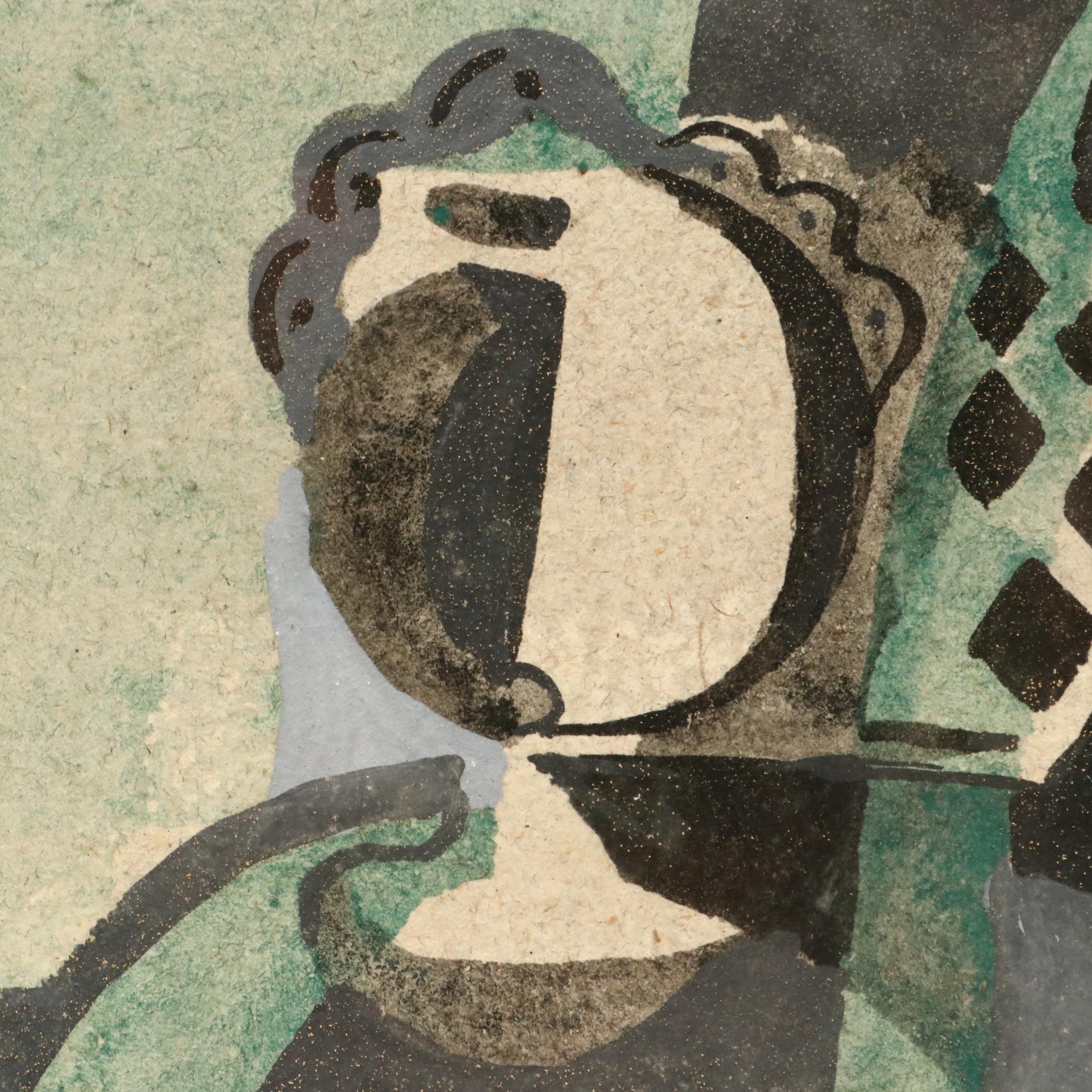 Mary K. Hagen Cubist Gouache Painting "Doña Rosa's Pottery"