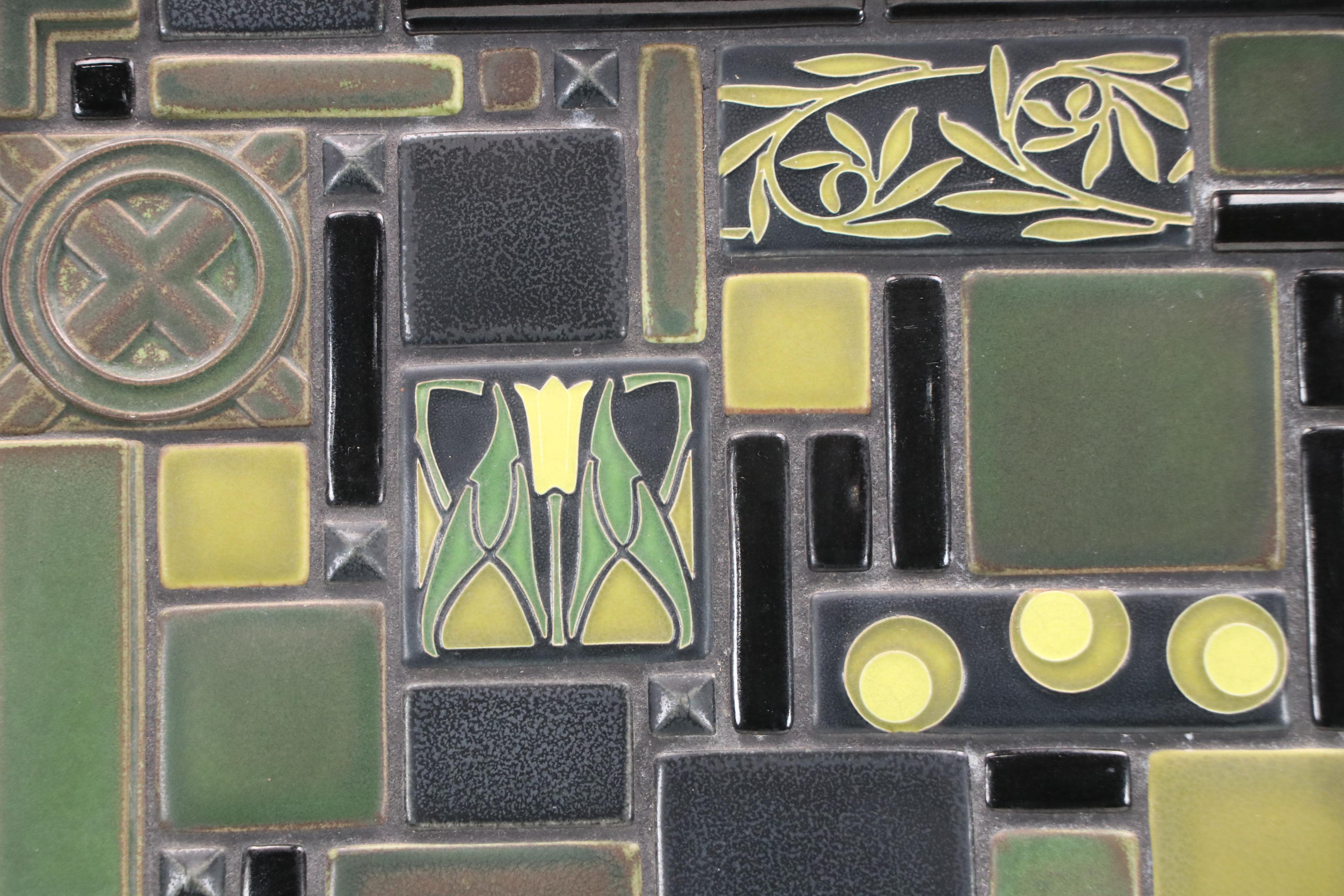 Motawi Tileworks "Retro Lime Tile Quilt" Glazed Ceramic Mosaic, 21st Century