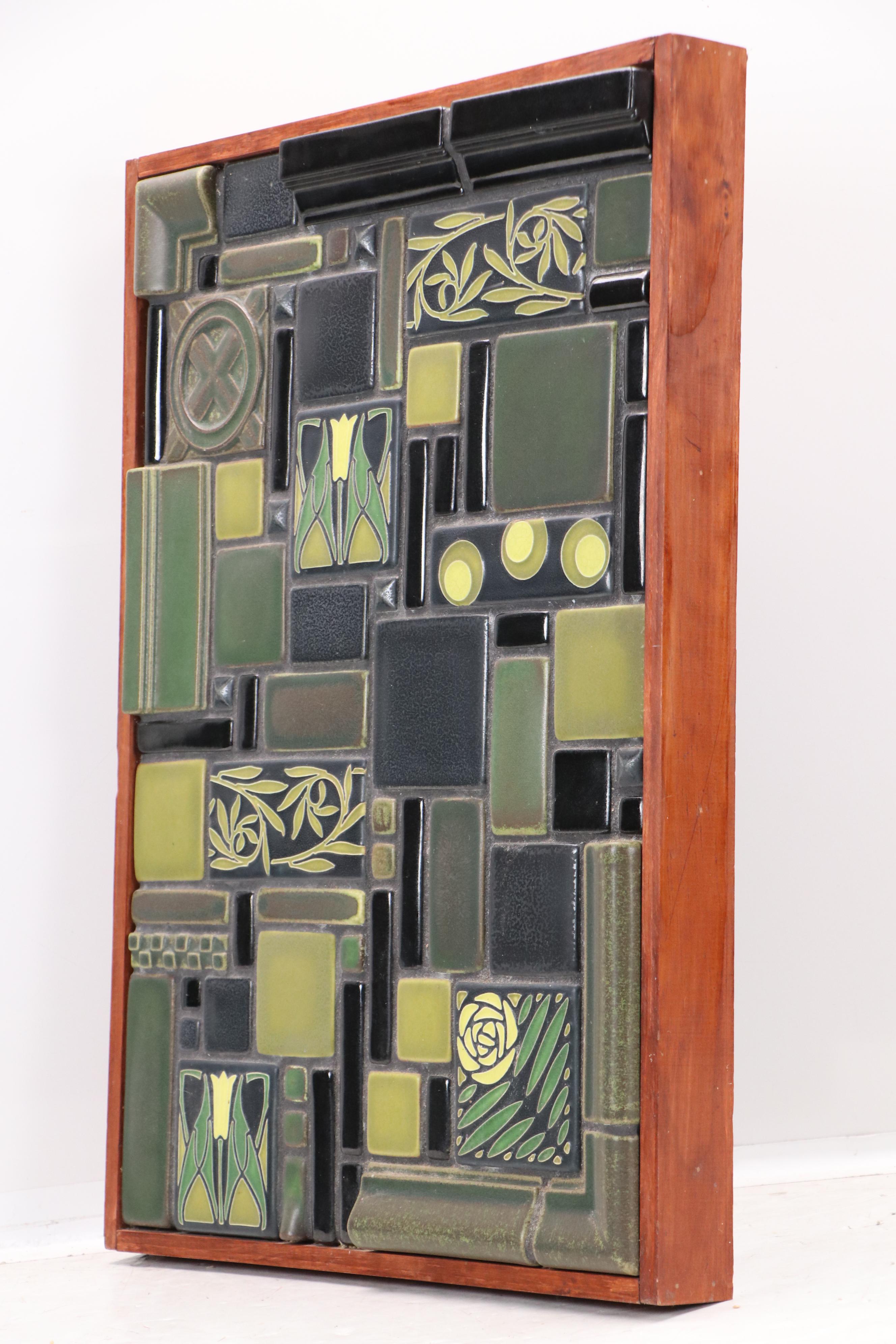 Motawi Tileworks "Retro Lime Tile Quilt" Glazed Ceramic Mosaic, 21st Century
