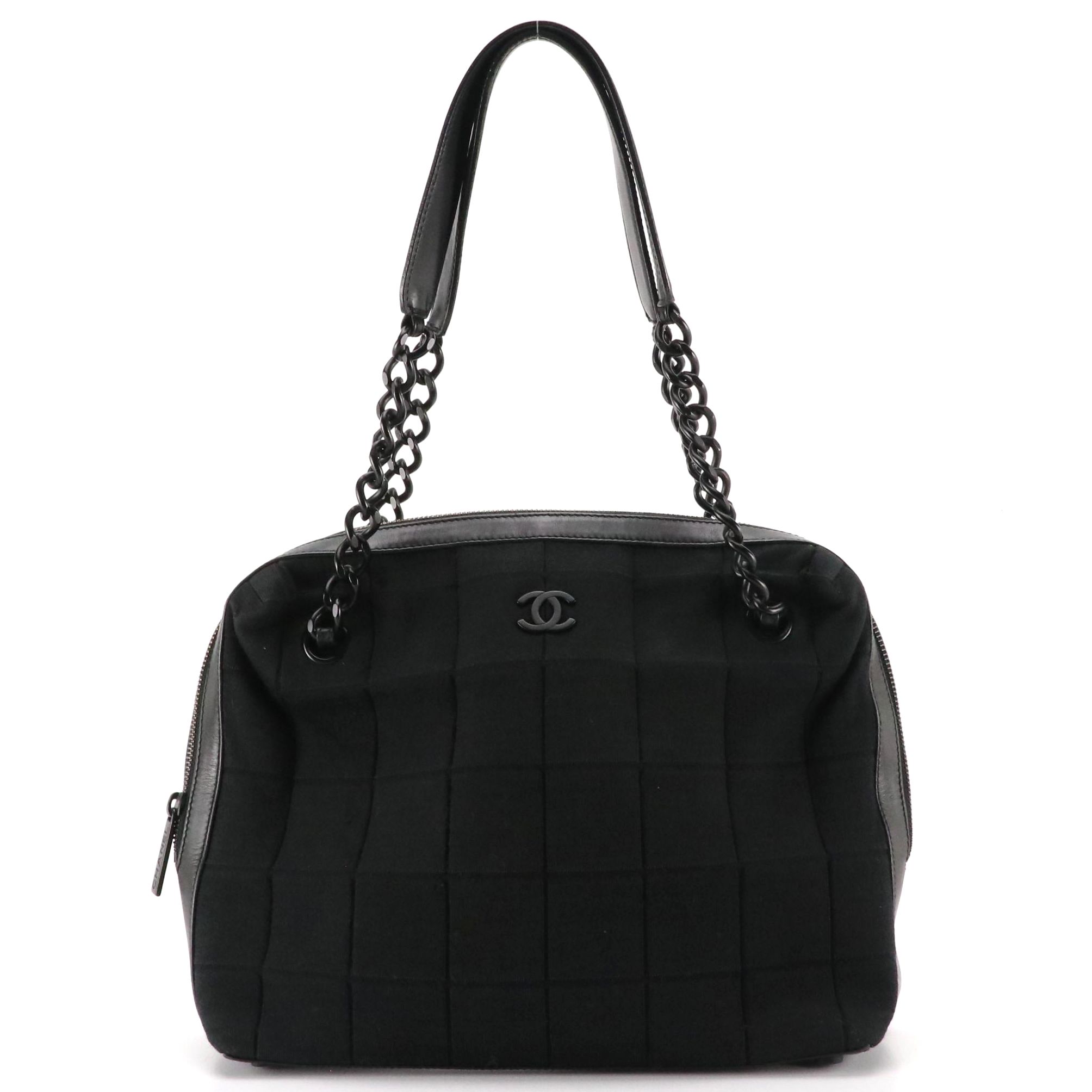 Chanel Quilted Stretch Knit Zip-Around Chain Strap Bag