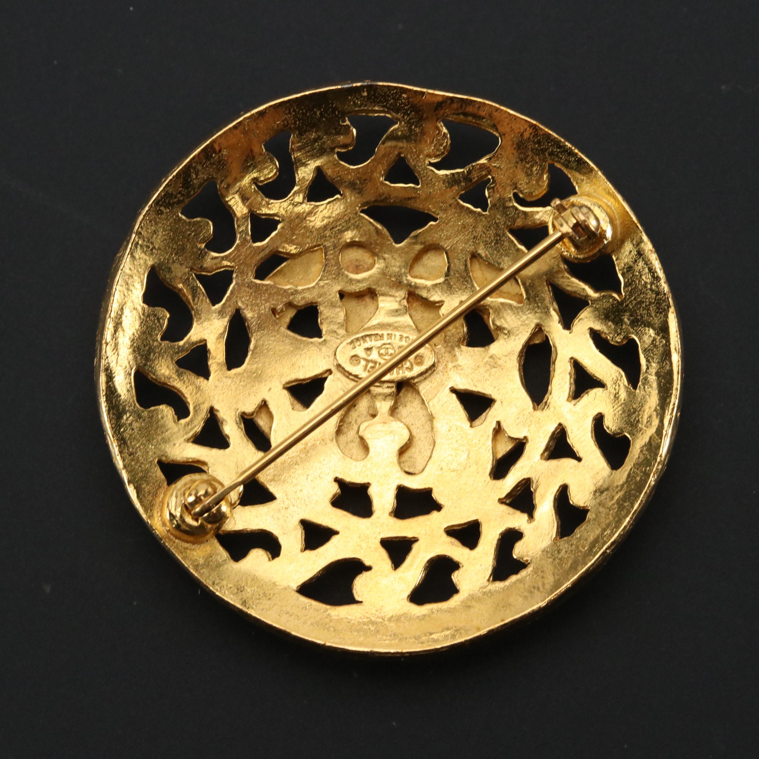 Chanel CC Openwork Brooch Pin