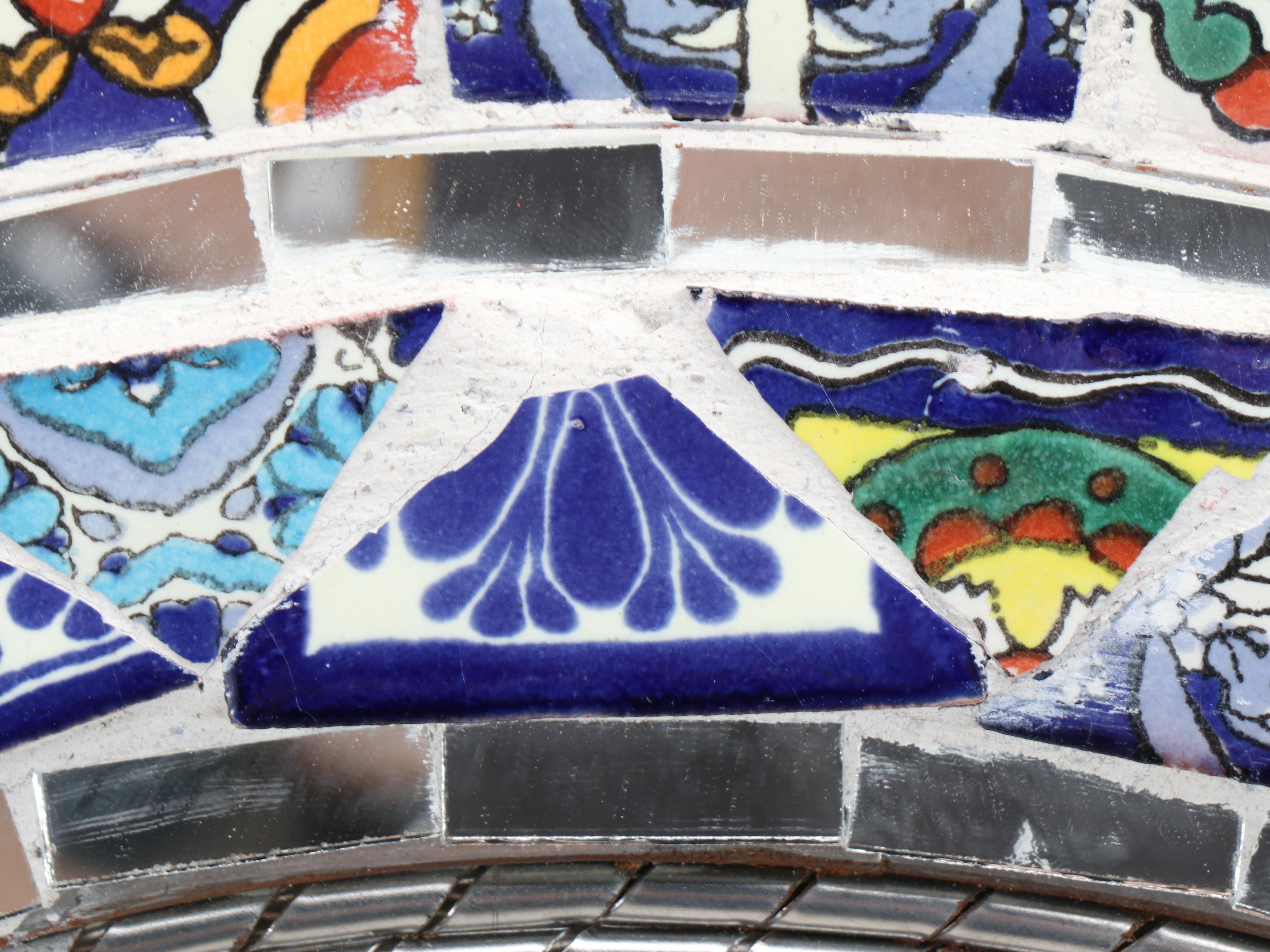 Mexican Talavera Tile Mosaic Arched Wall Mirror