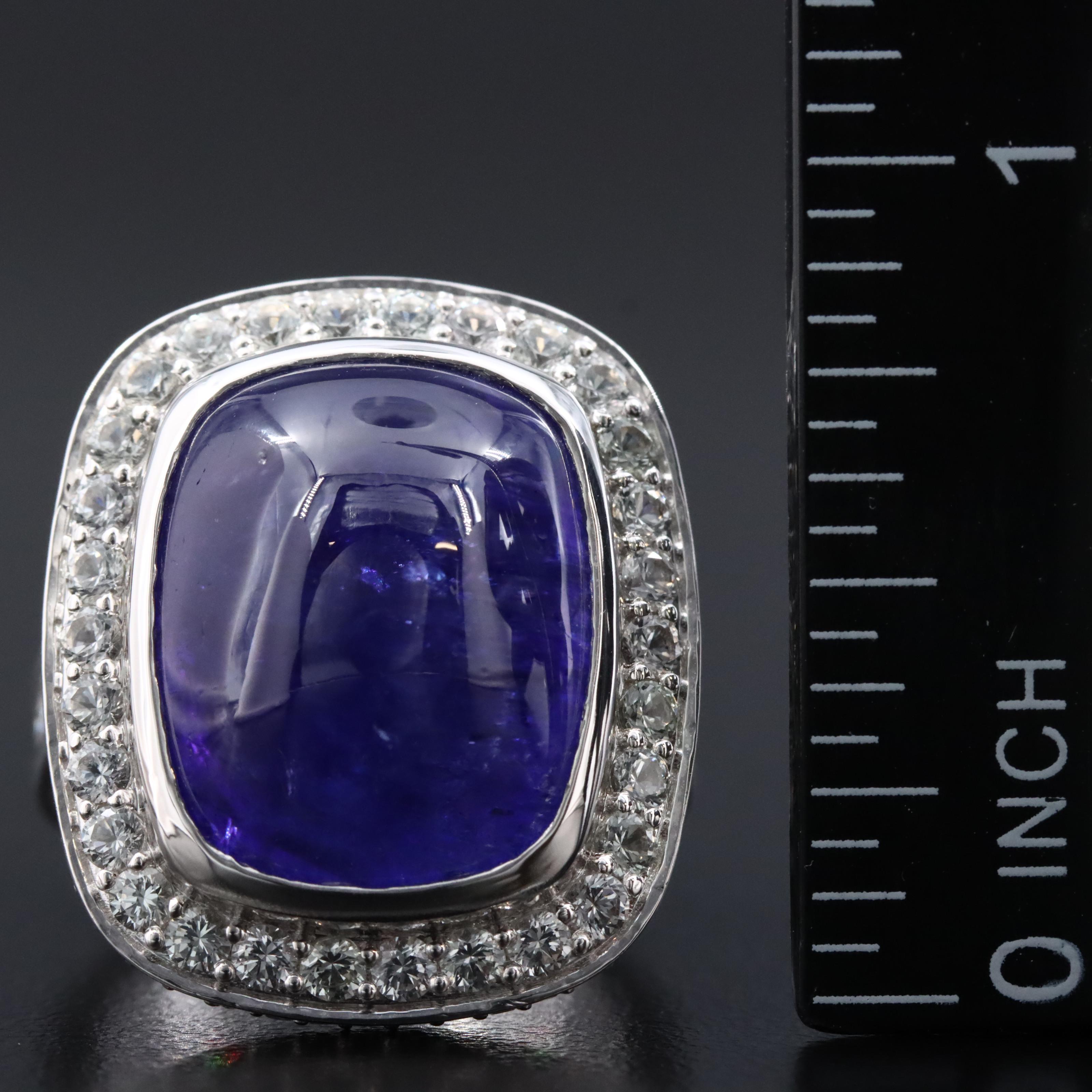 14K 14.37 CT Tanzanite, White Sapphire and 1.17 CTW Diamond Ring