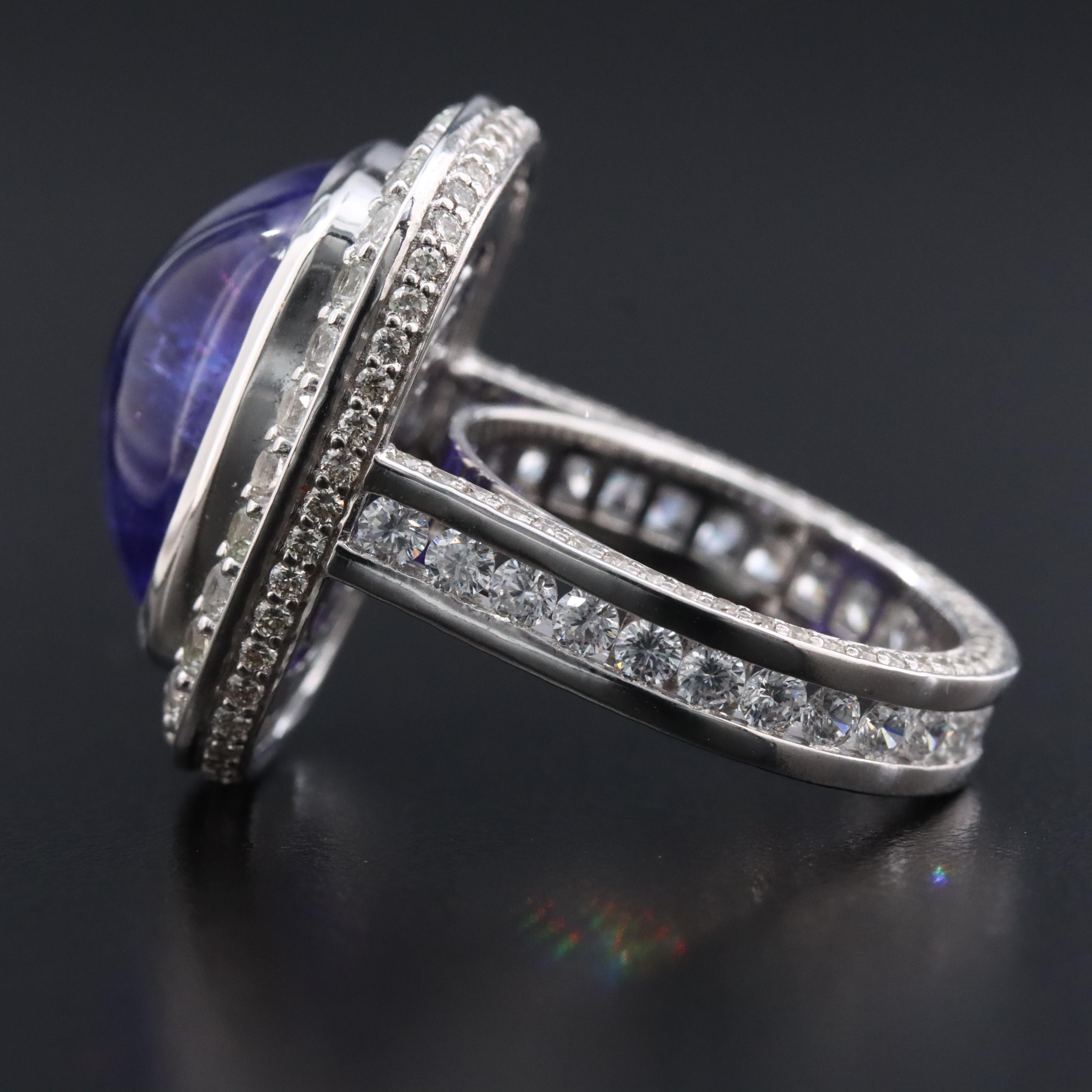 14K 14.37 CT Tanzanite, White Sapphire and 1.17 CTW Diamond Ring