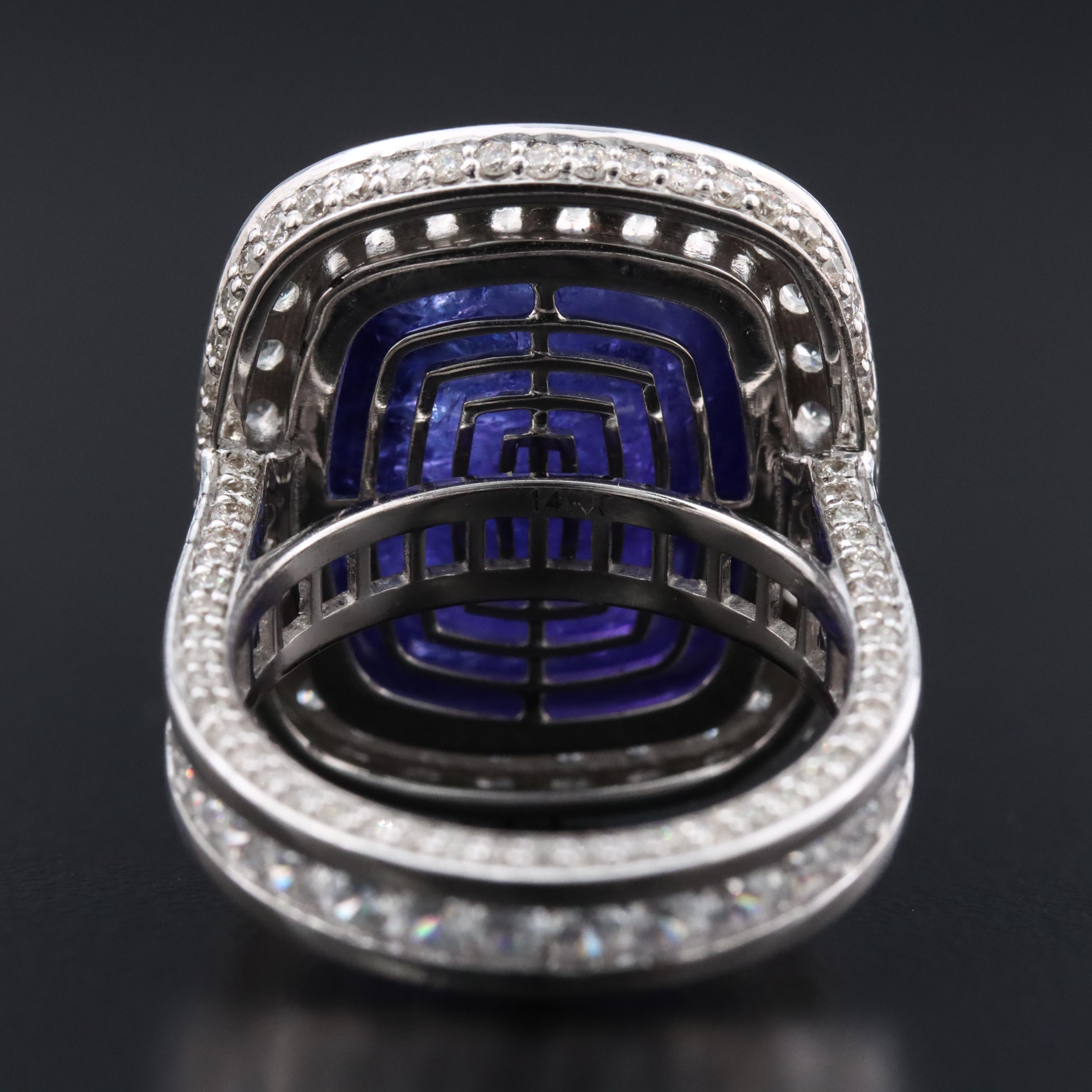 14K 14.37 CT Tanzanite, White Sapphire and 1.17 CTW Diamond Ring