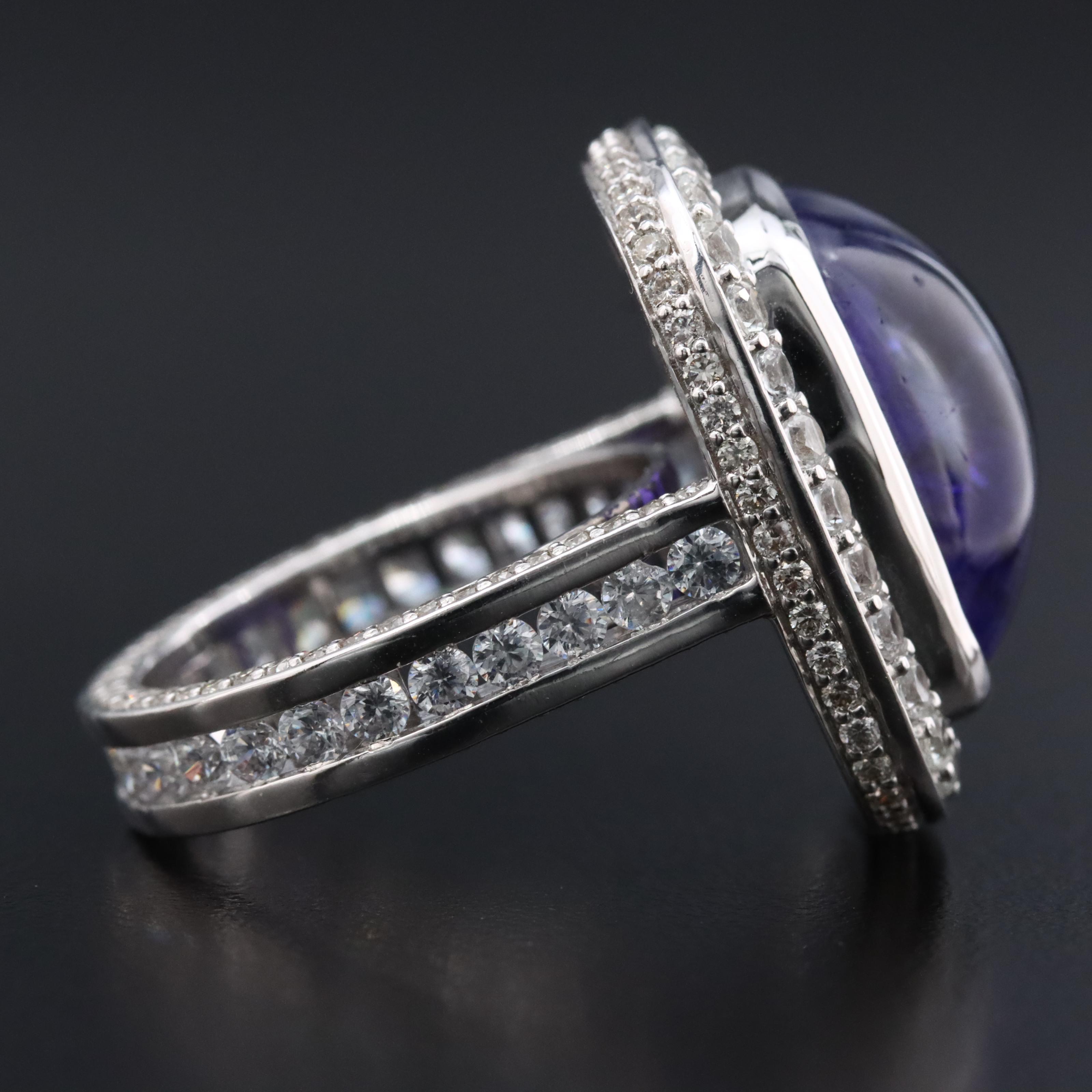 14K 14.37 CT Tanzanite, White Sapphire and 1.17 CTW Diamond Ring