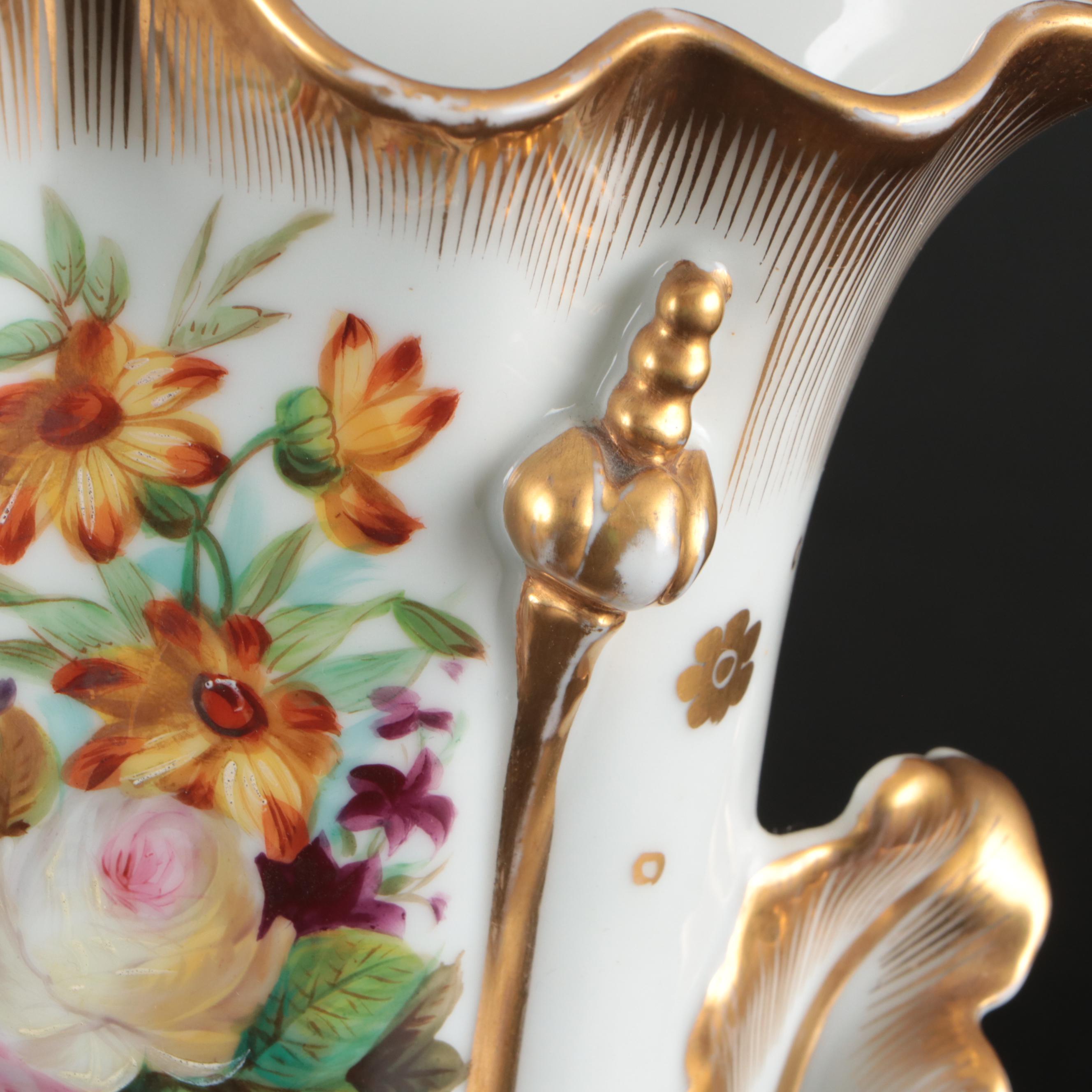 Rococo Style Floral Porcelain Vases