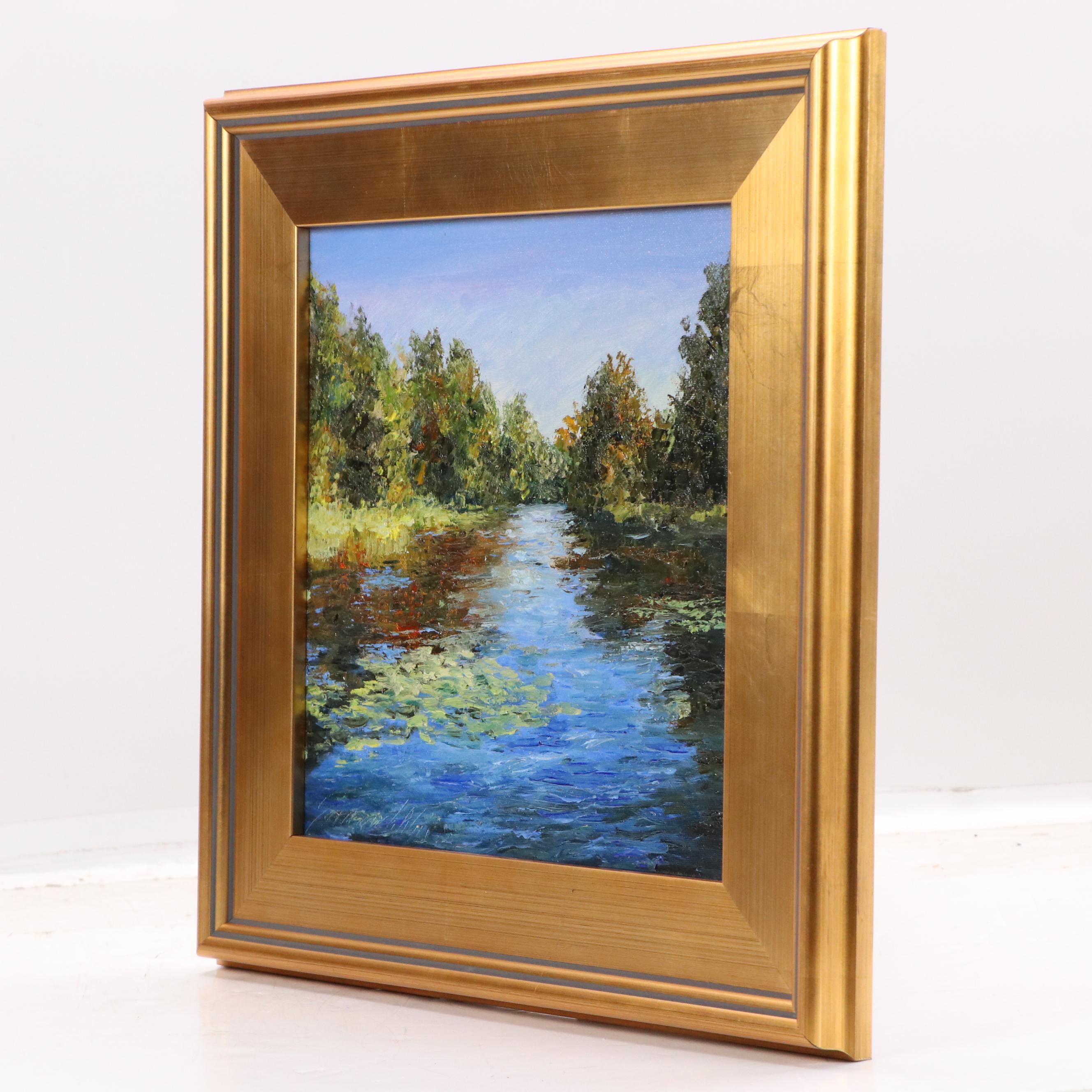 Garncarek Aleksander Pond Landscape Oil Painting, 2025
