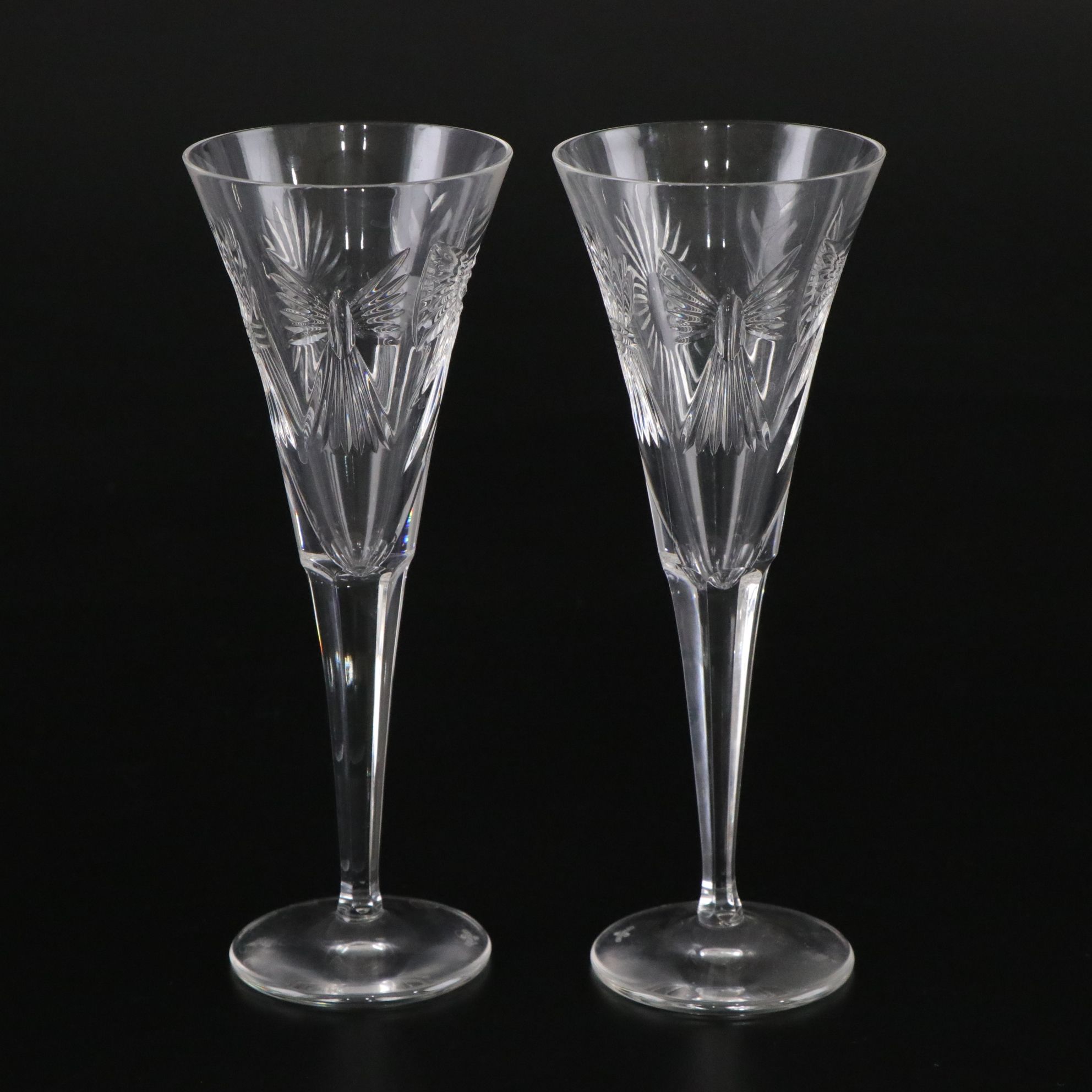 Waterford Crystal Millennium "Health" and "Prosperity" Toasting Champagne Flutes