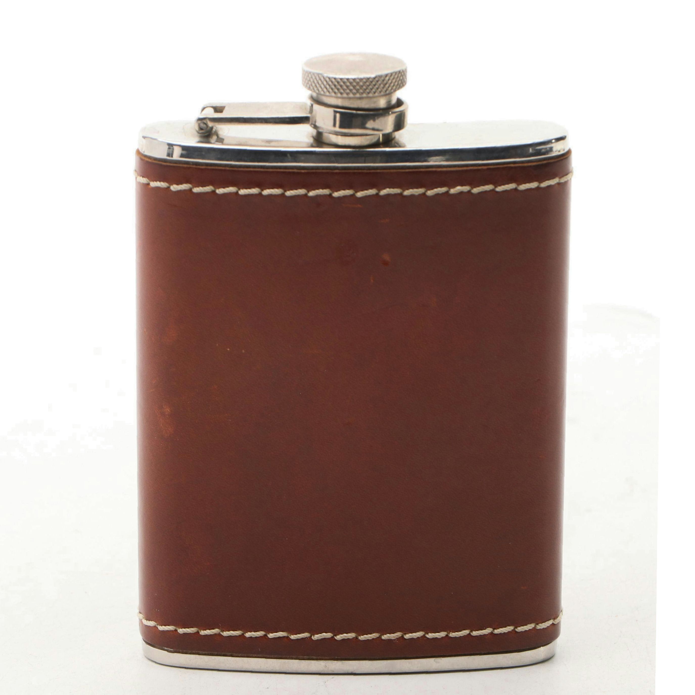 Leather-Wrapped Stainless Steel Flask