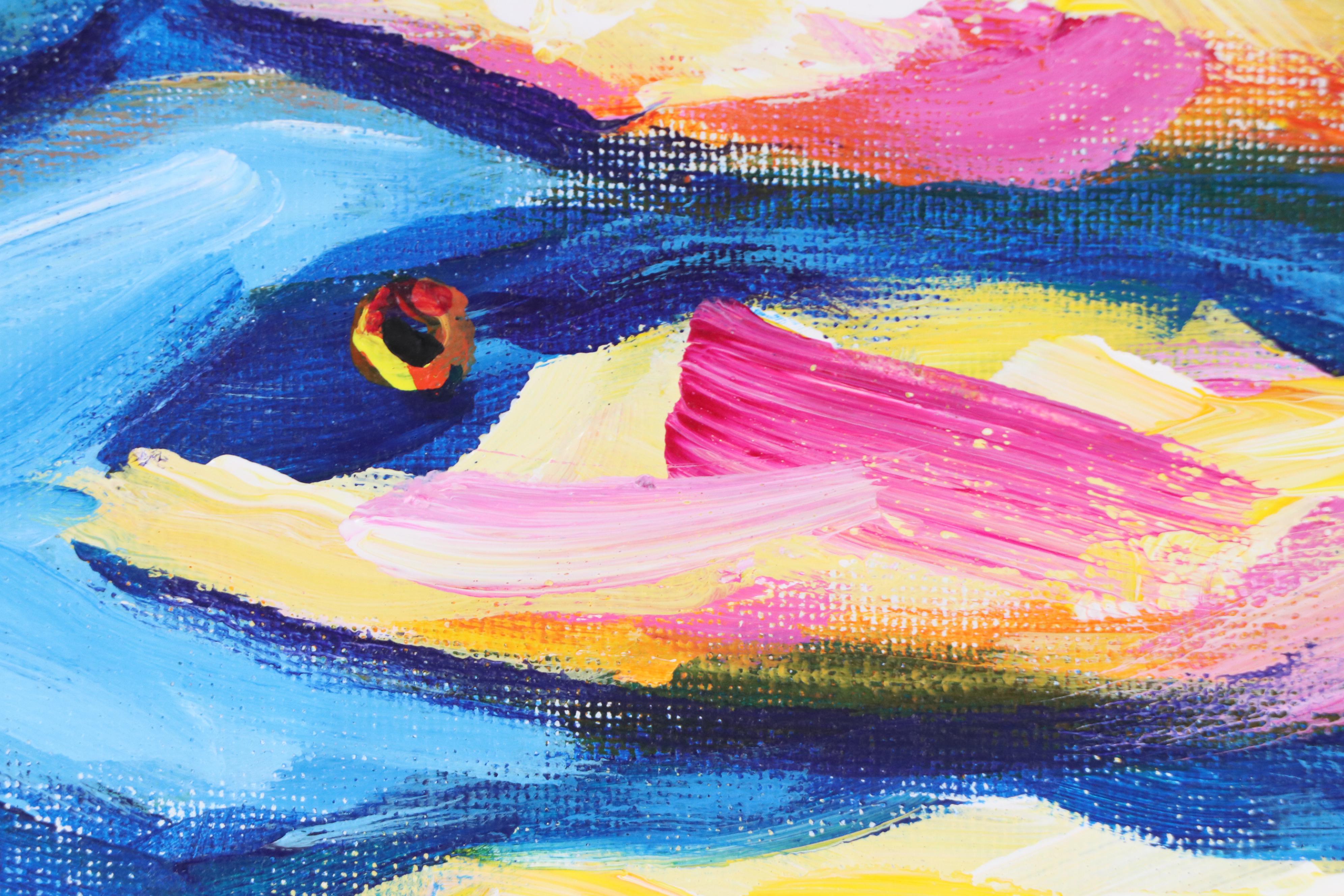 Elle Raines Stylized Acrylic Painting "Sardines," 21st Century