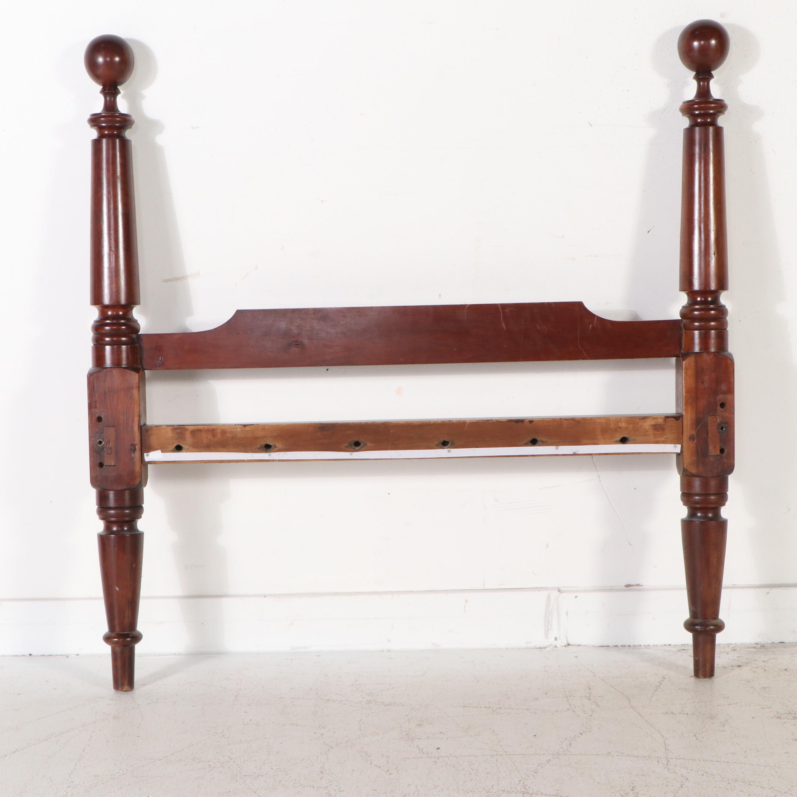 Federal Style Mahogany Four-Poster Full Size Bed with "Cannonball" Finials