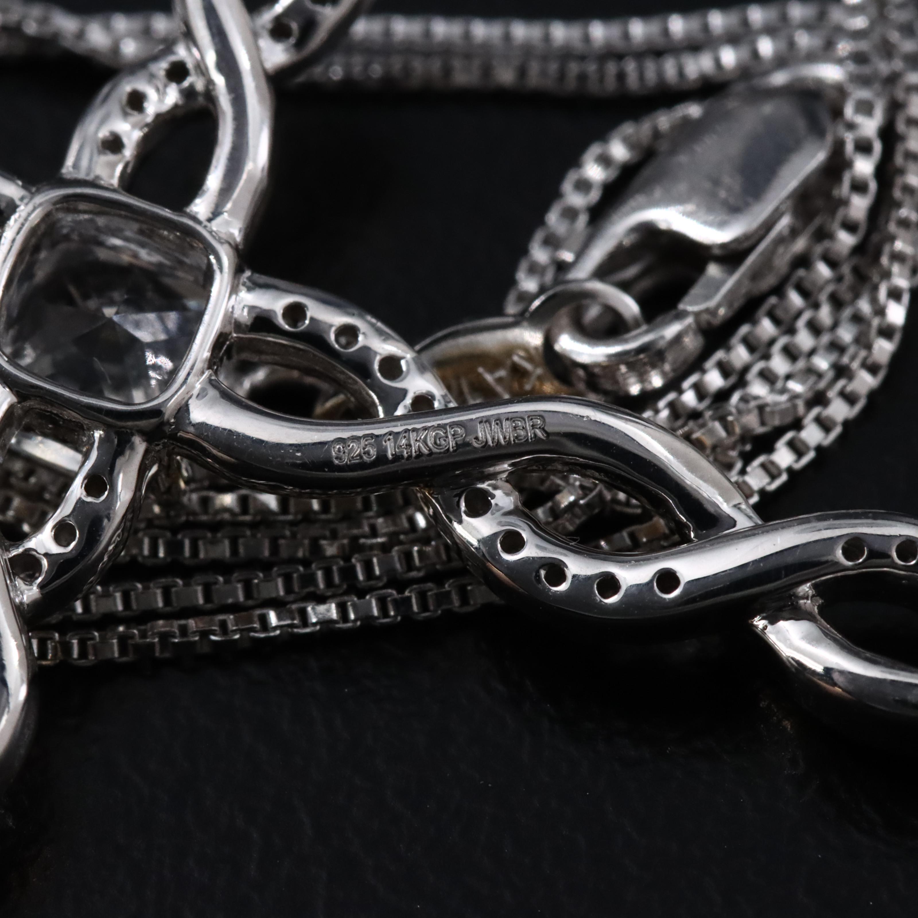 Sterling White Sapphire Cross Pendant Necklace