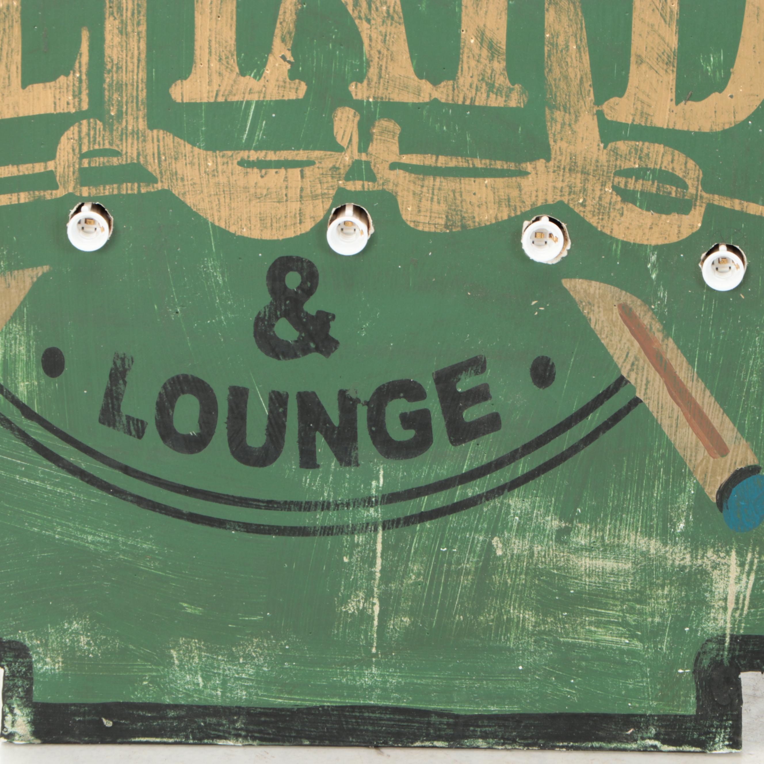 "Billiards & Lounge" Illuminated Wood Hanging Wall Décor