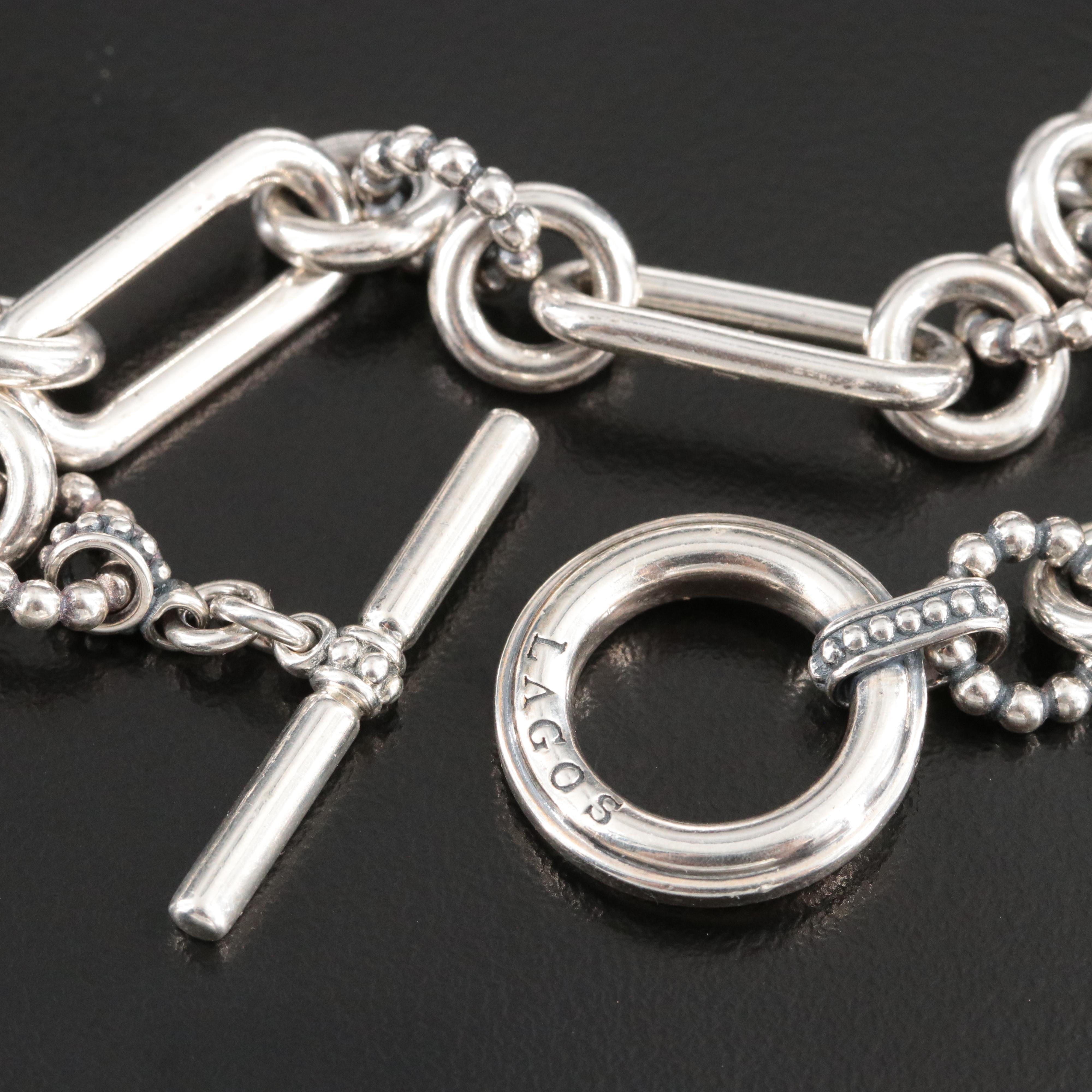 Lagos Signature Caviar Sterling Link Necklace