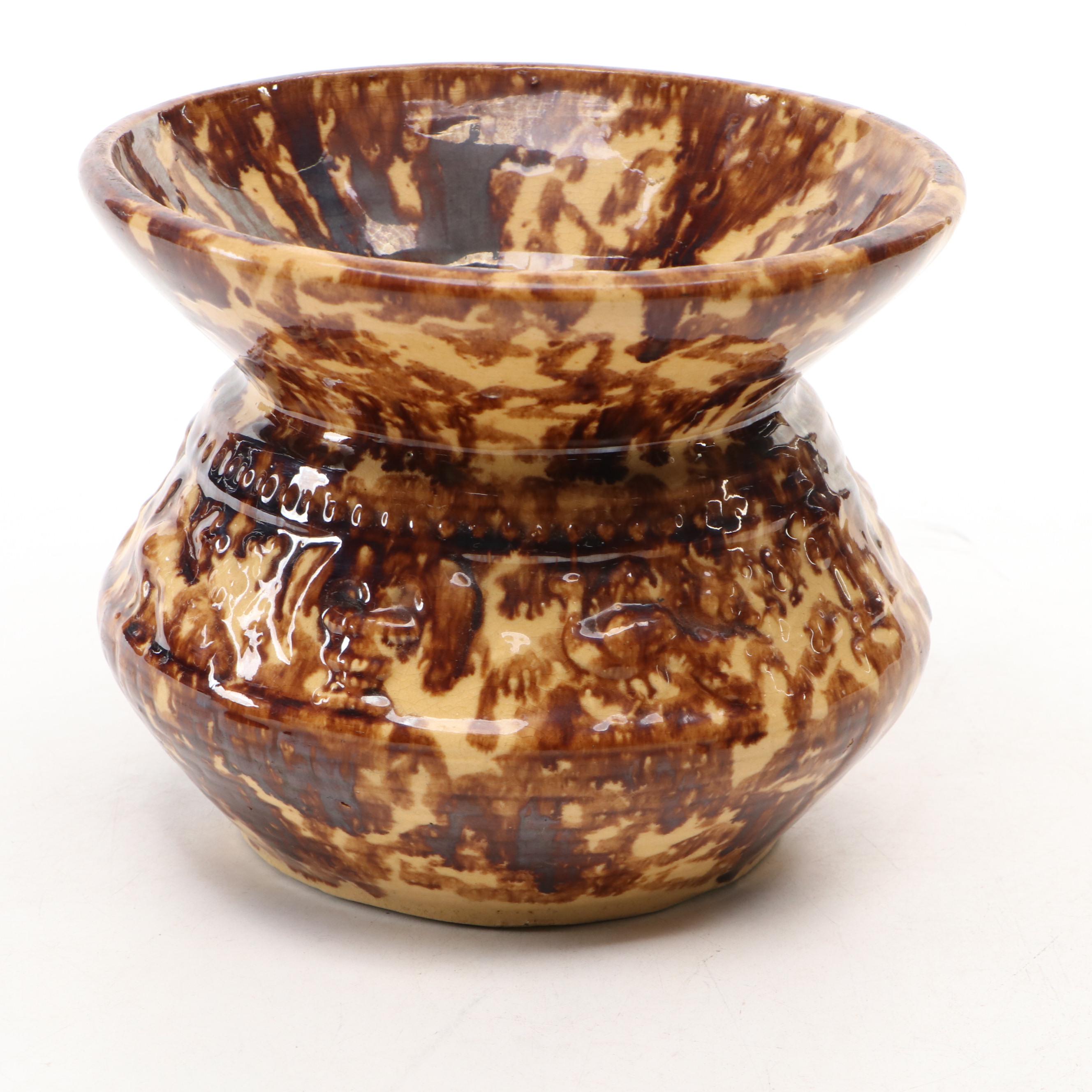 Rockingham Glazed Neoclassical Style Spittoon with Other Stoneware Spittoons