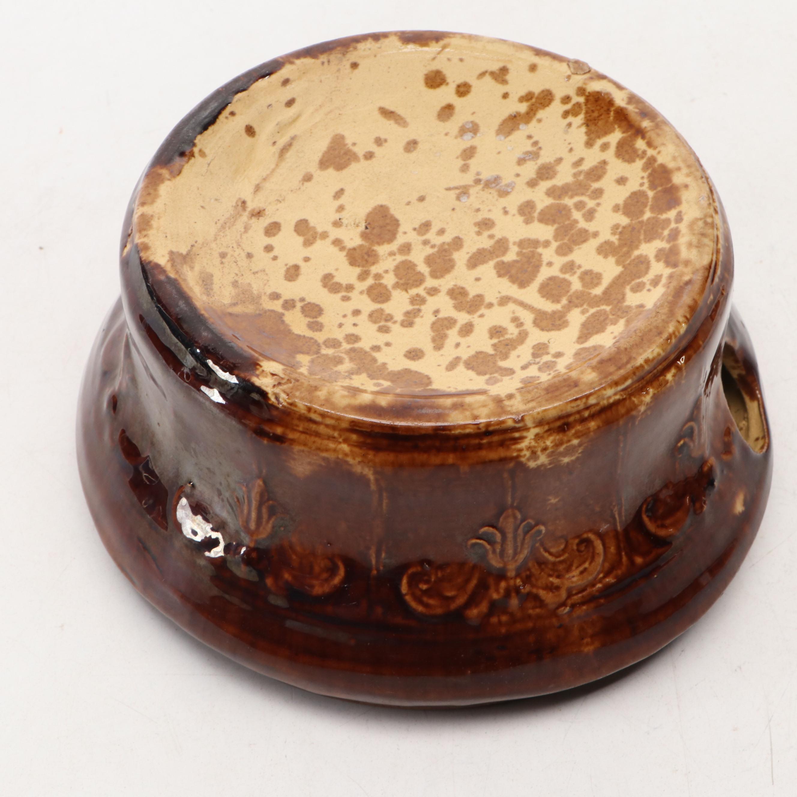 Rockingham Glazed Neoclassical Style Spittoon with Other Stoneware Spittoons